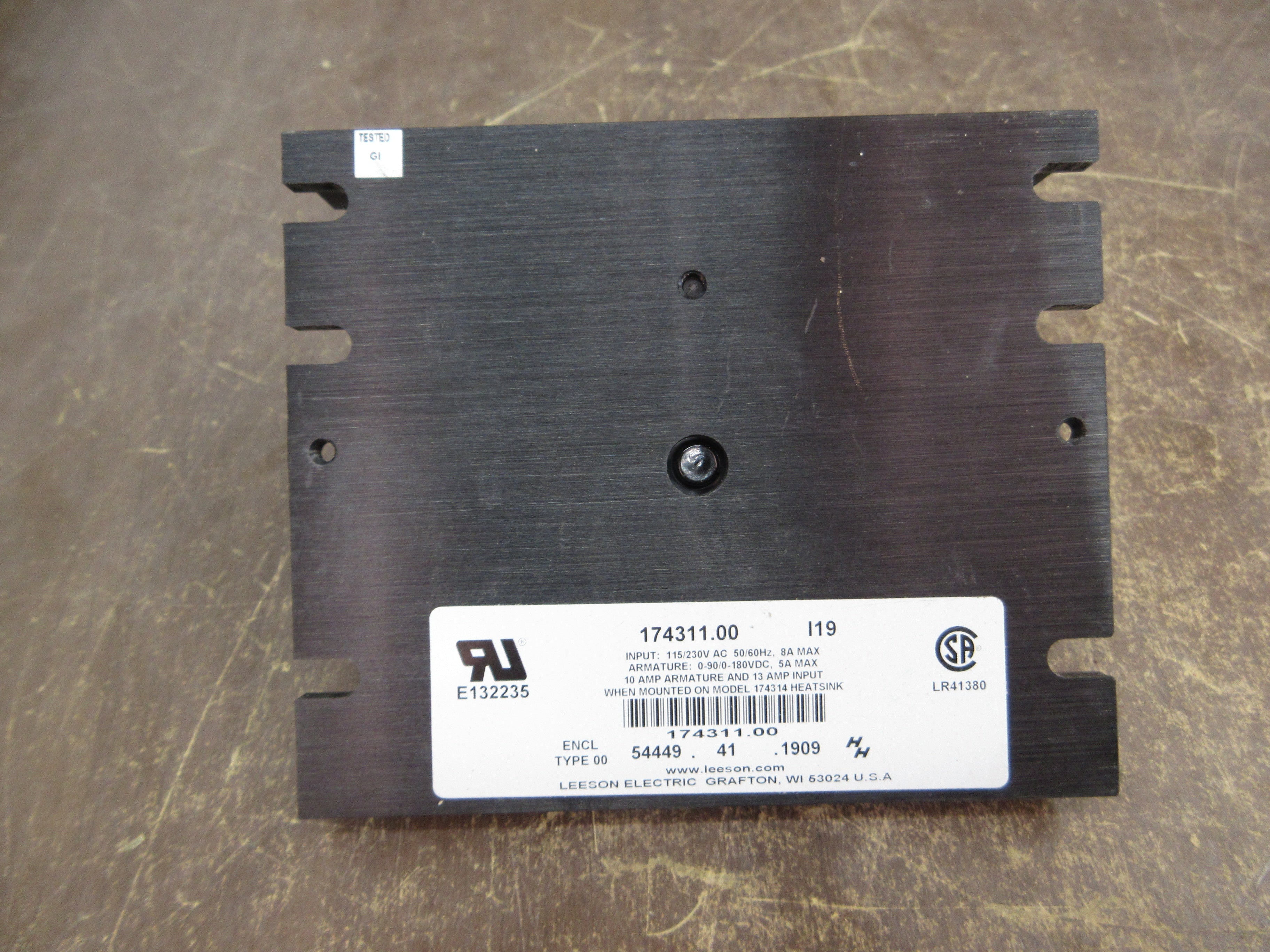 Leeson DC SCR Controller 174311.00 Input: 115/230VAC 50/60Hz 8A Max Armature: 0-90/0-180VDC 5A Max Used