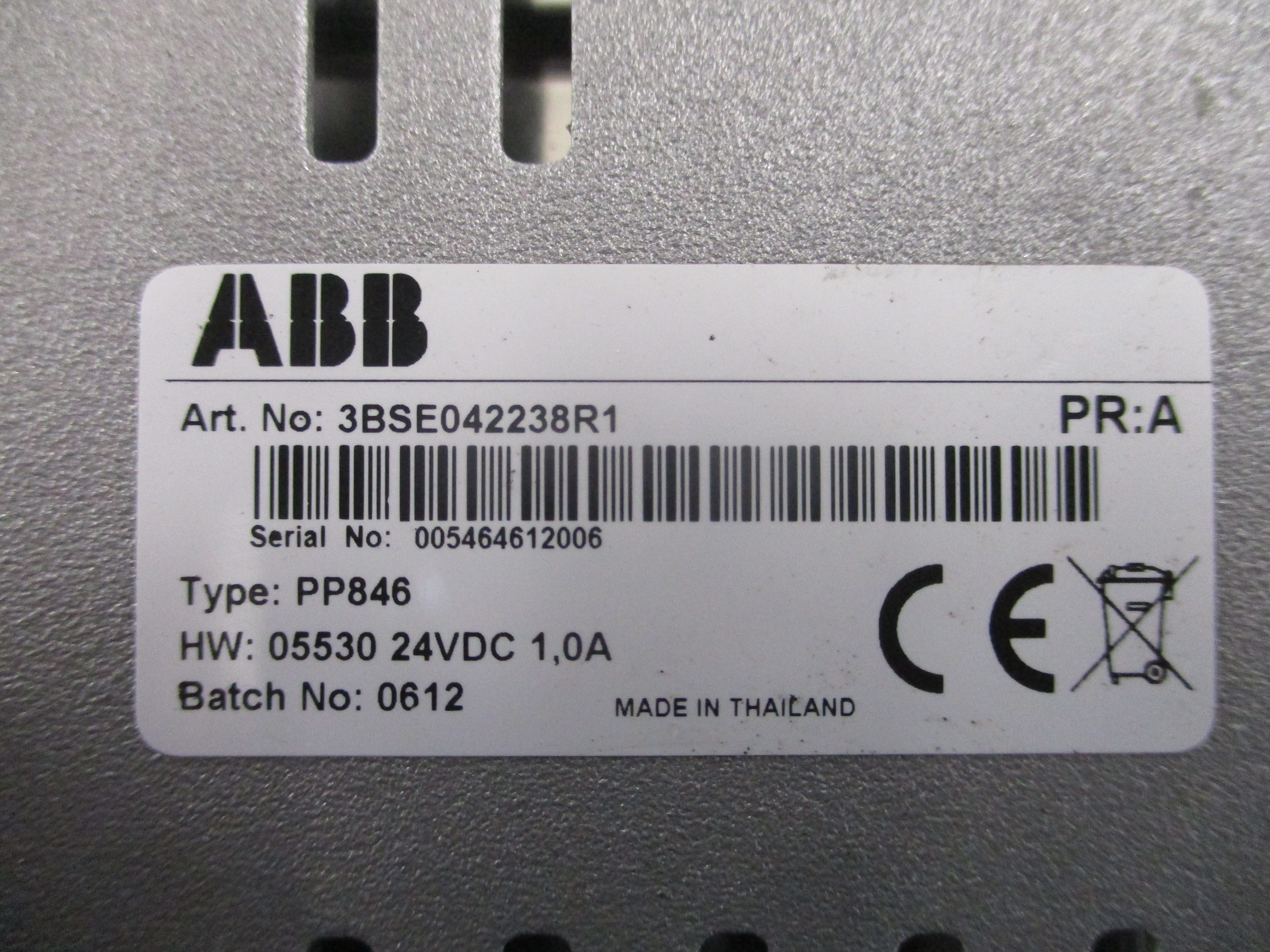 ABB PP846 Process Panel 3BSE042238R1 PR: A *No Mounting Hardware* Used