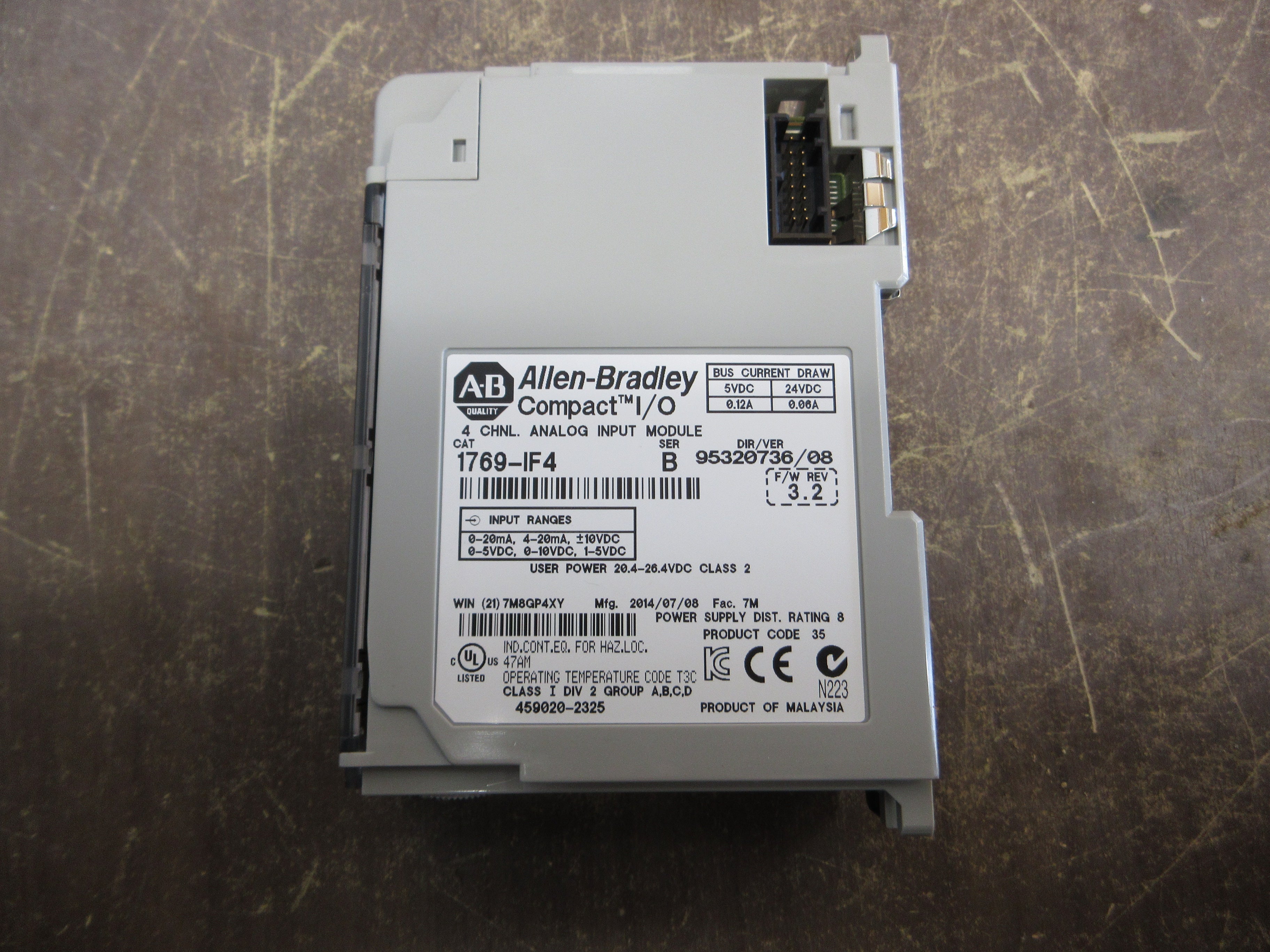 Allen-Bradley Compact I/O Analog Input Module 1769-IF4 Ser. B F/W Rev. 3.2 4-Ch