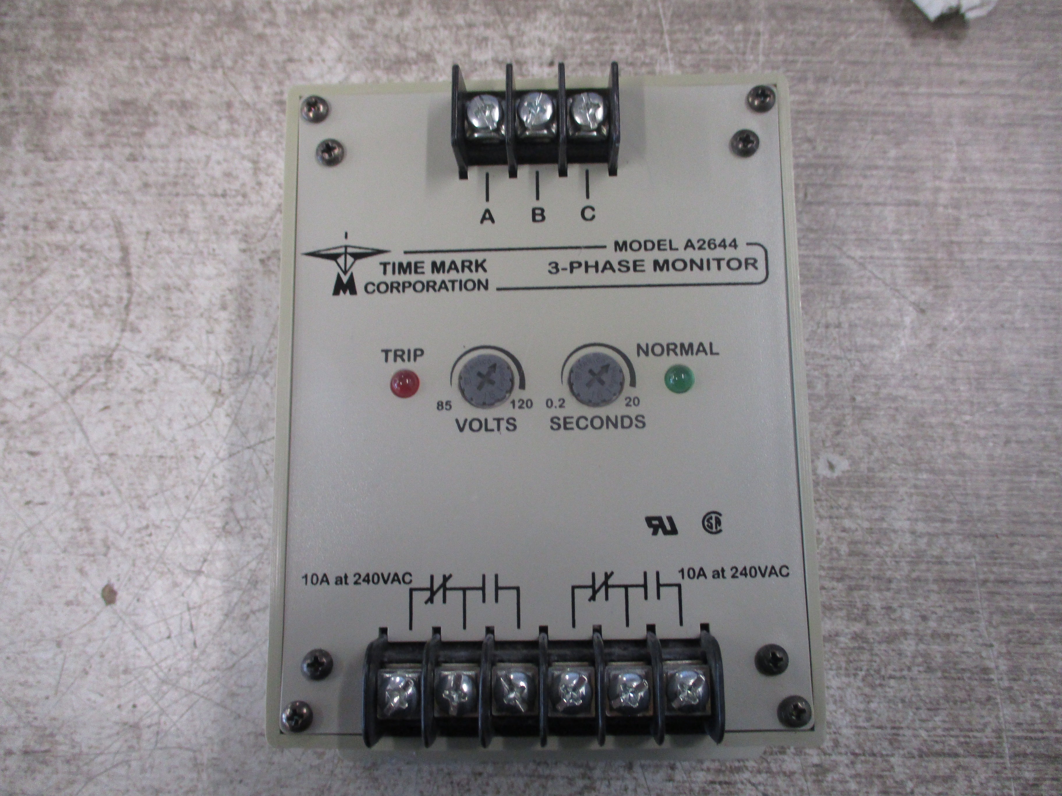 Time Mark Power Monitor A2644 120VAC 3PH 60Hz Used