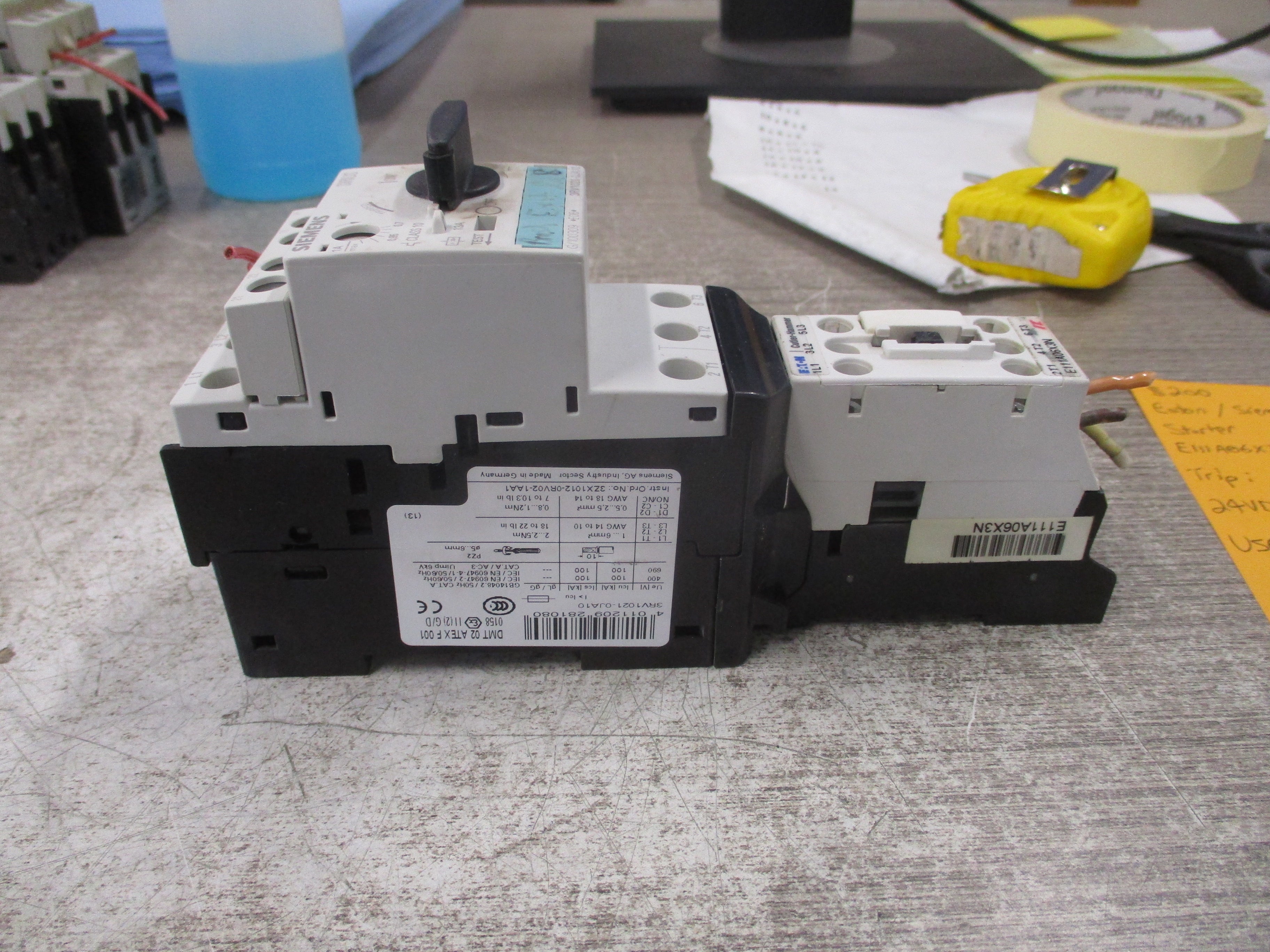 Eaton/Siemens Starter E111A06X3N/3RV1021-0JA10 Trip: 0.7-1.0A 24VDC Coil Used