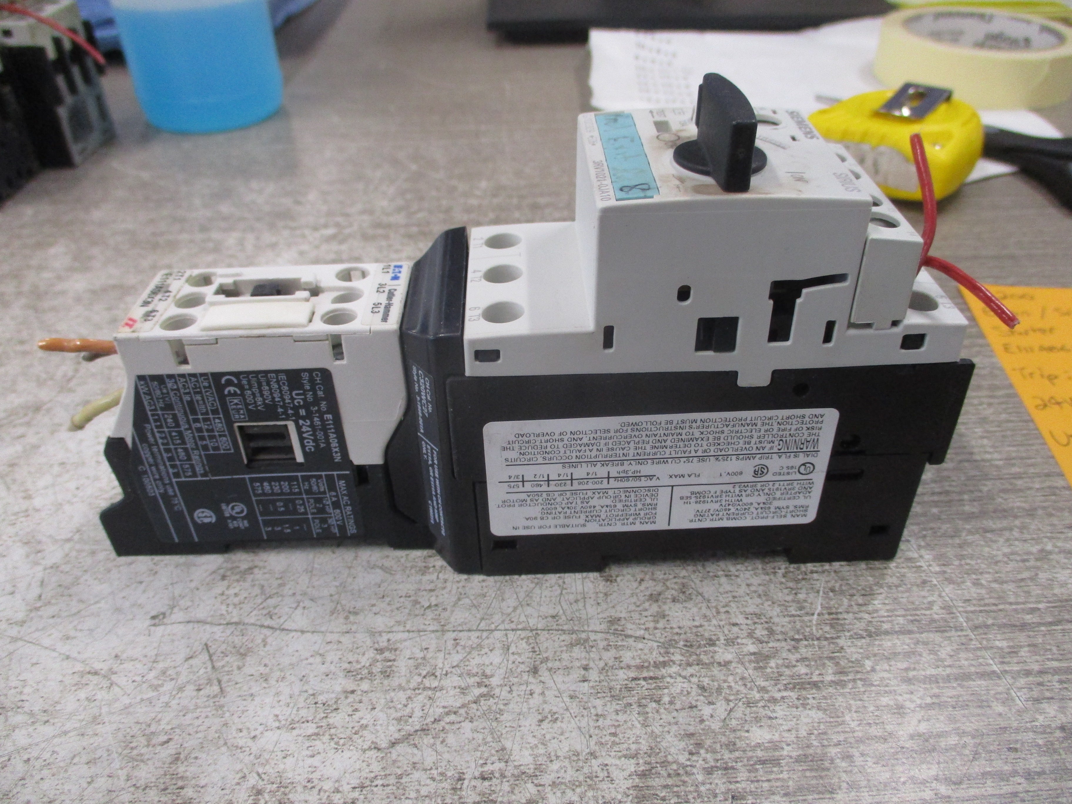 Eaton/Siemens Starter E111A06X3N/3RV1021-0JA10 Trip: 0.7-1.0A 24VDC Coil Used