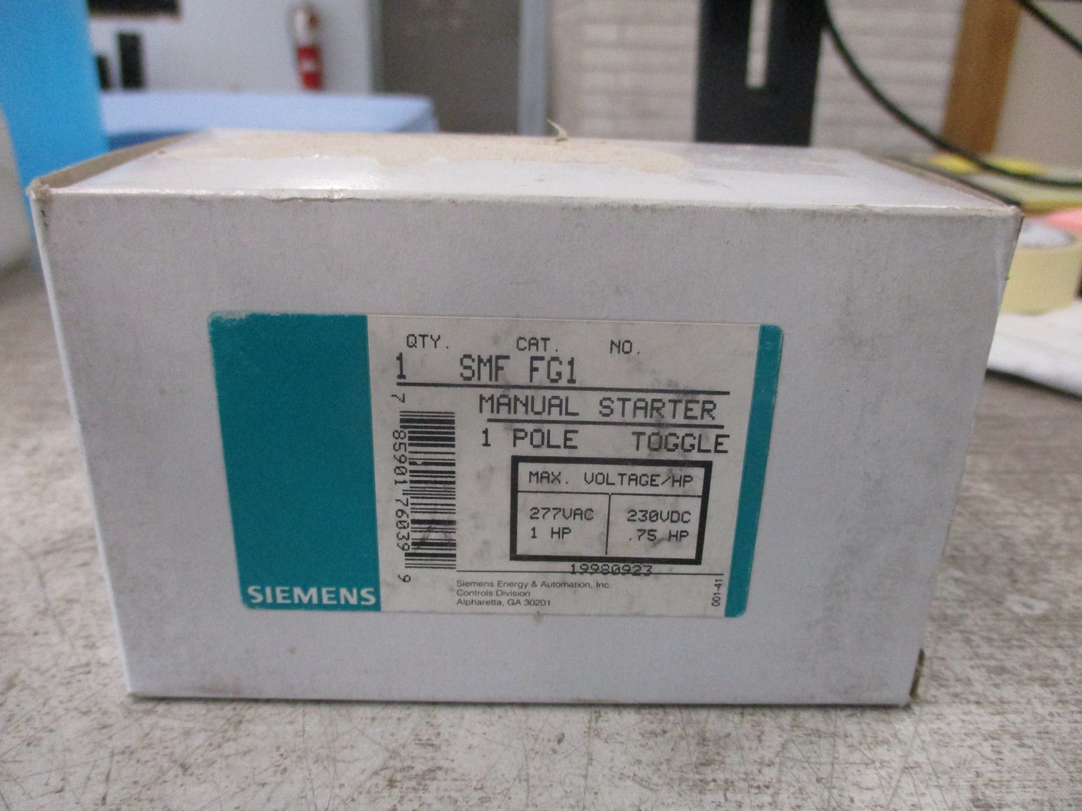 Siemens Manual Starter SMF FG1 1HP 277VAC 1P New Surplus