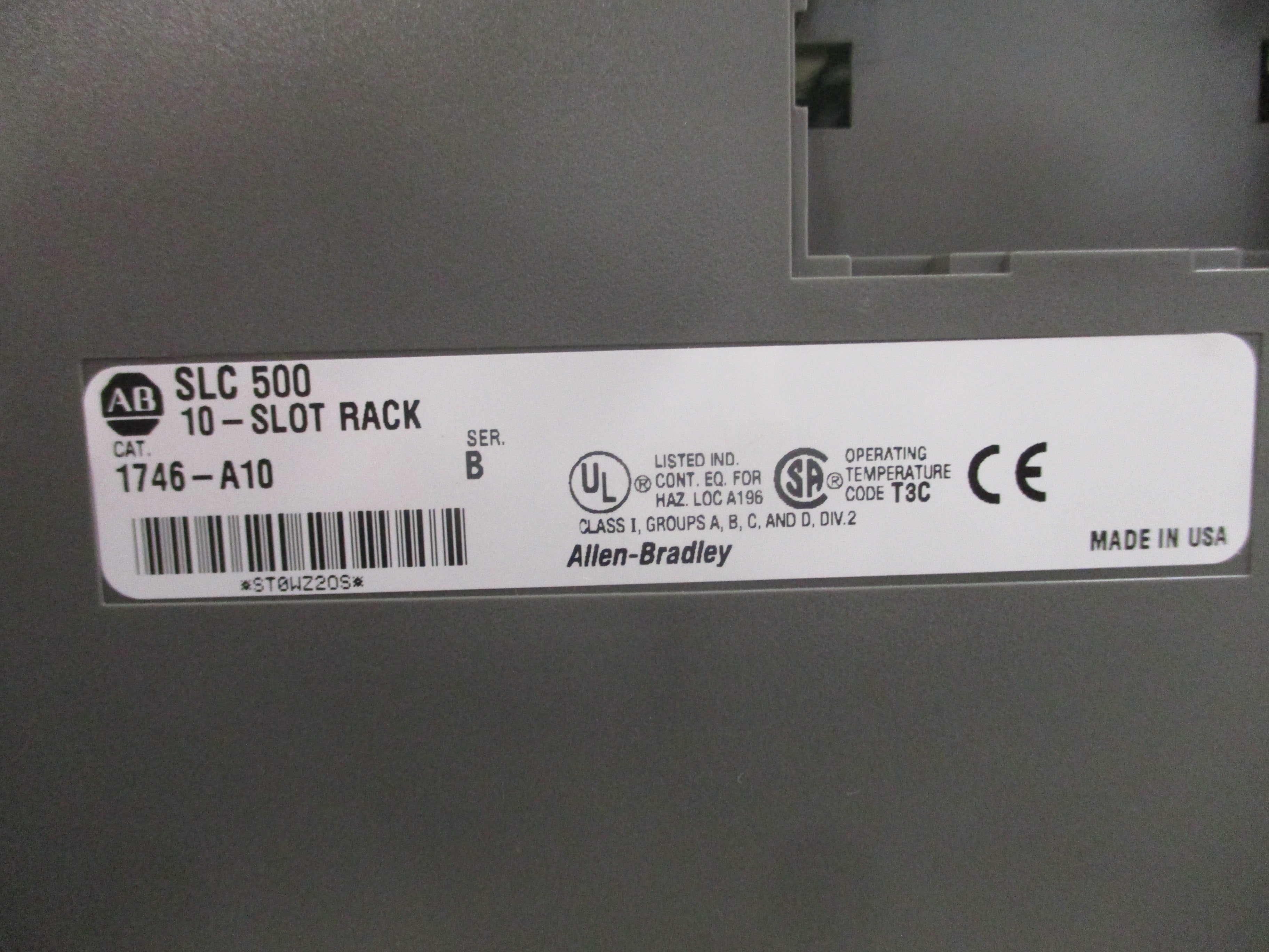 Allen-Bradley SLC 500 PLC Rack W/Power Supply 1746-A10/1746-P2 10-Slot Used