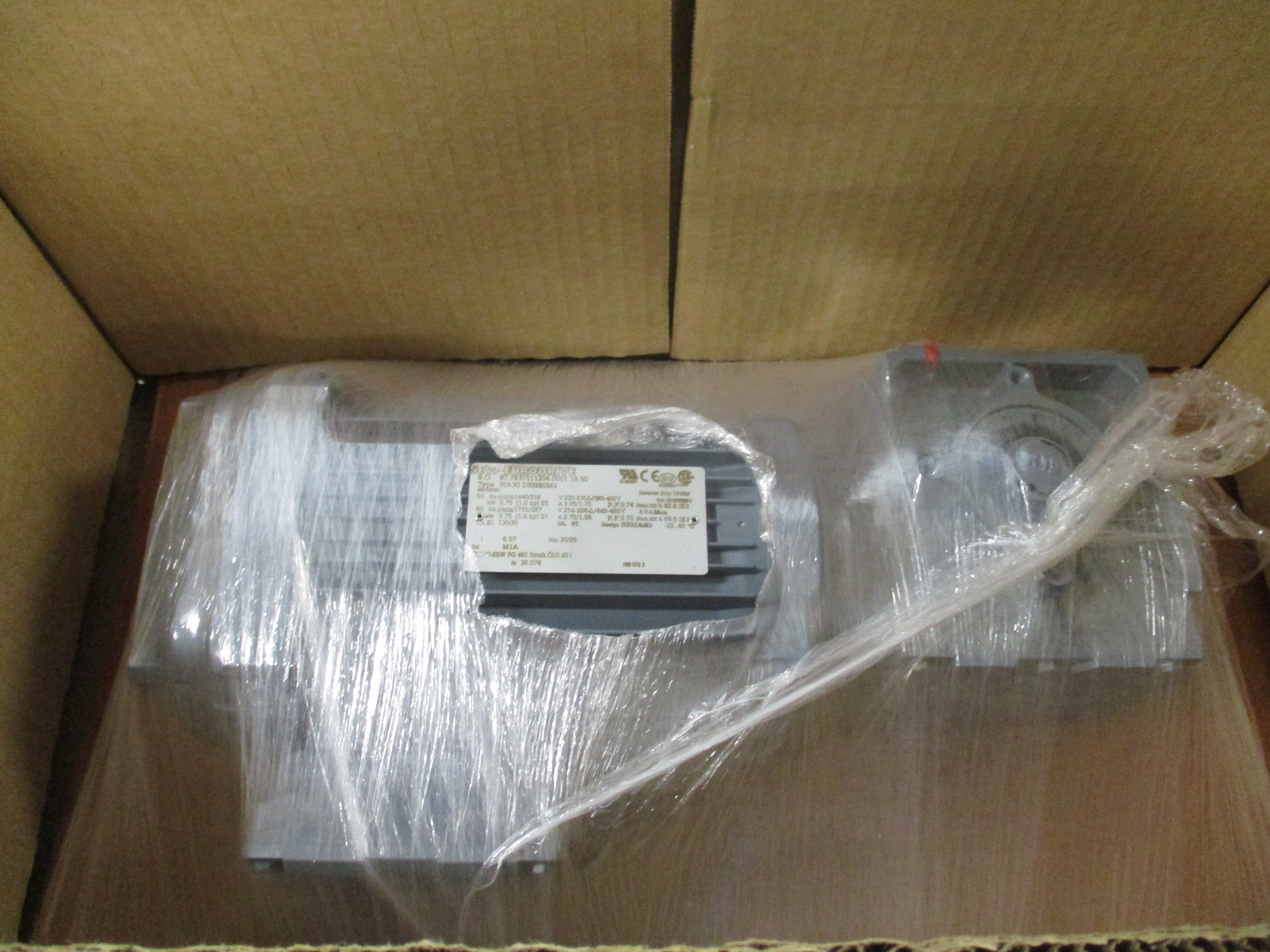 Sew-Eurodrive Gearmotor WA30 DRN80M4 M01SN361 1HP Ratio 6.57:1 267RPM Out