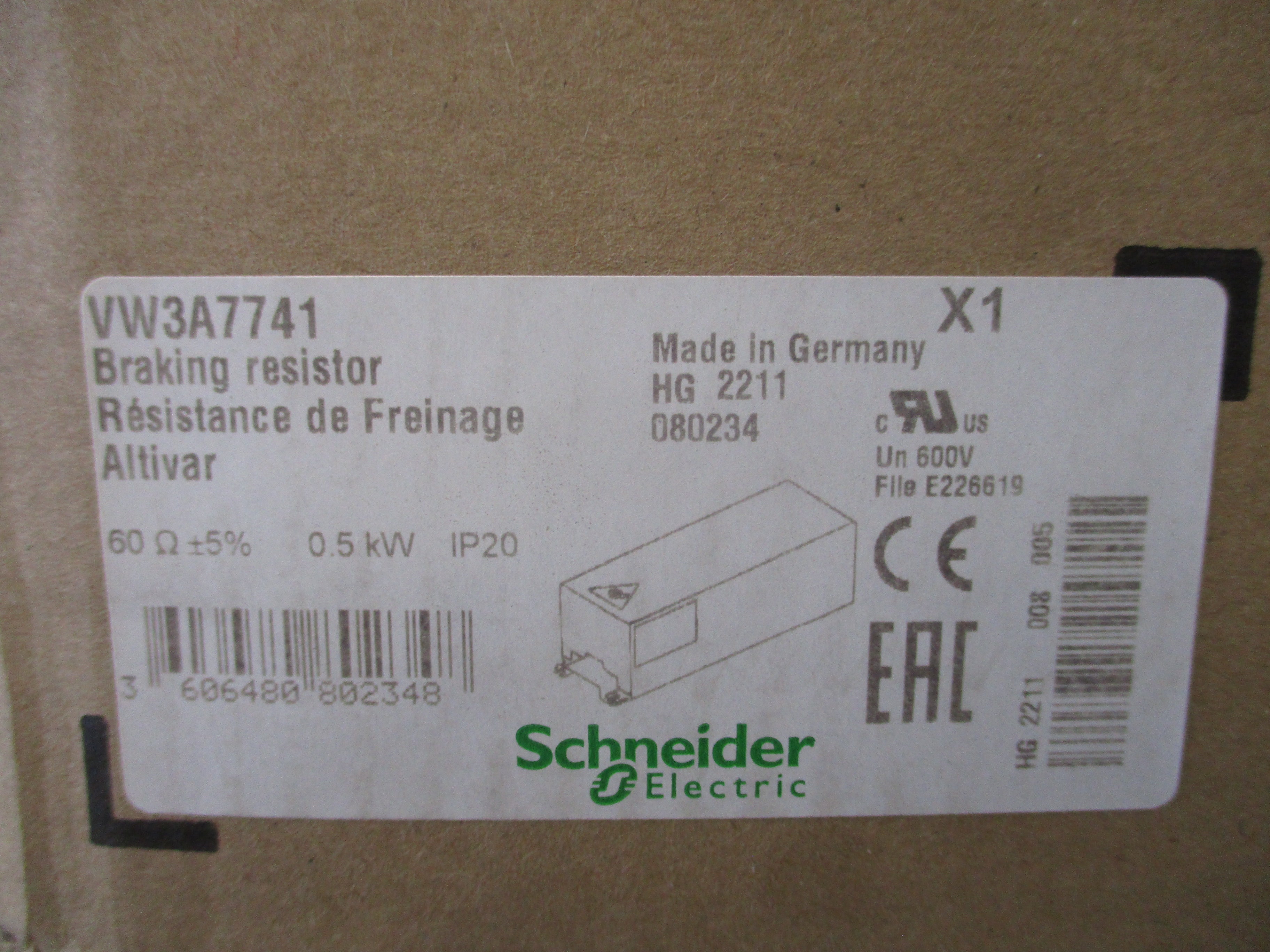 Schneider Electric Altivar Braking Resistor VW3A7741 0.5KW 60ohm New Surplus
