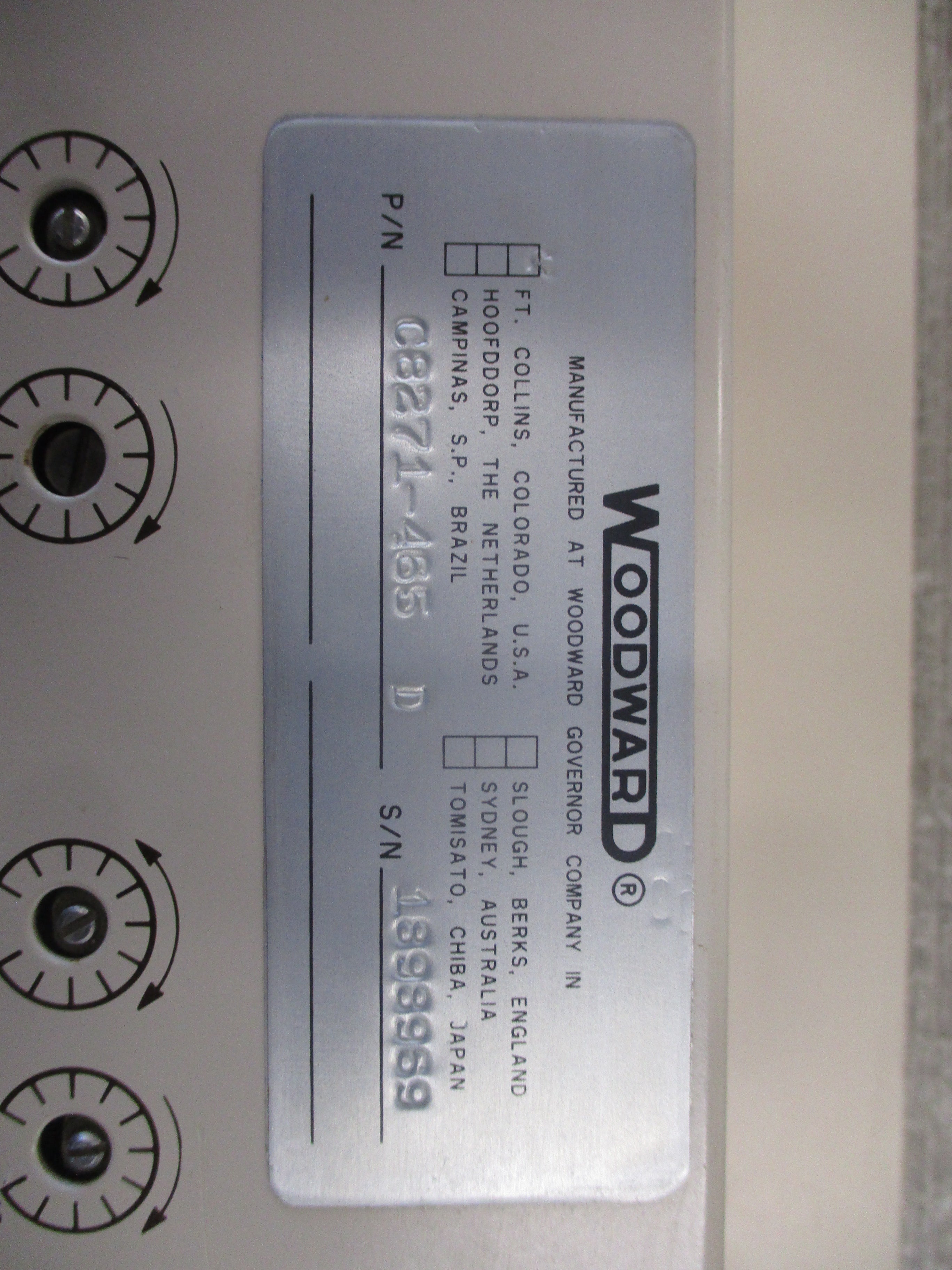 Woodward 2301 Speed Control C8271-465 D Used