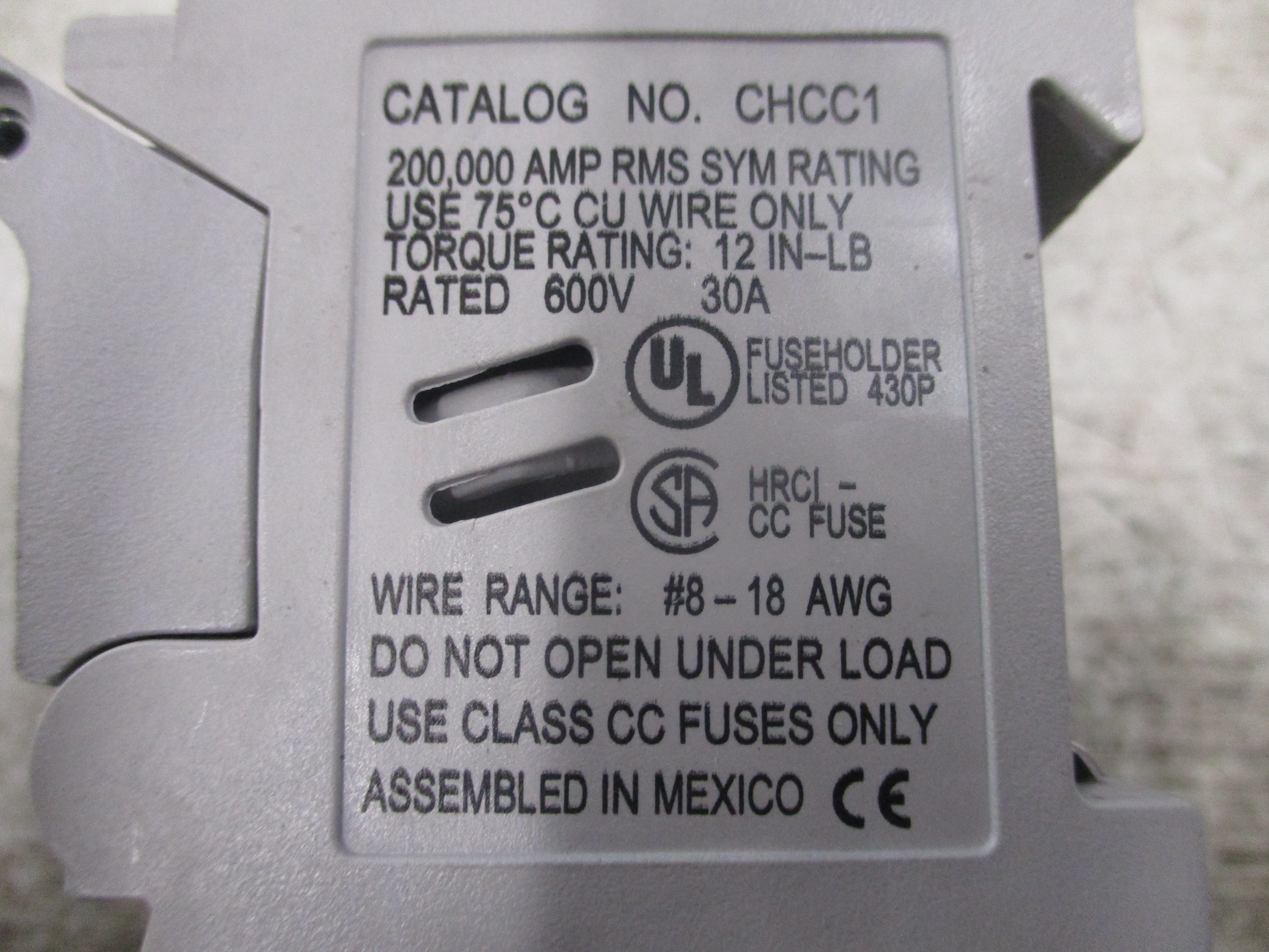 Buss Fuseholder CHCC1 30A 600V 3P Used