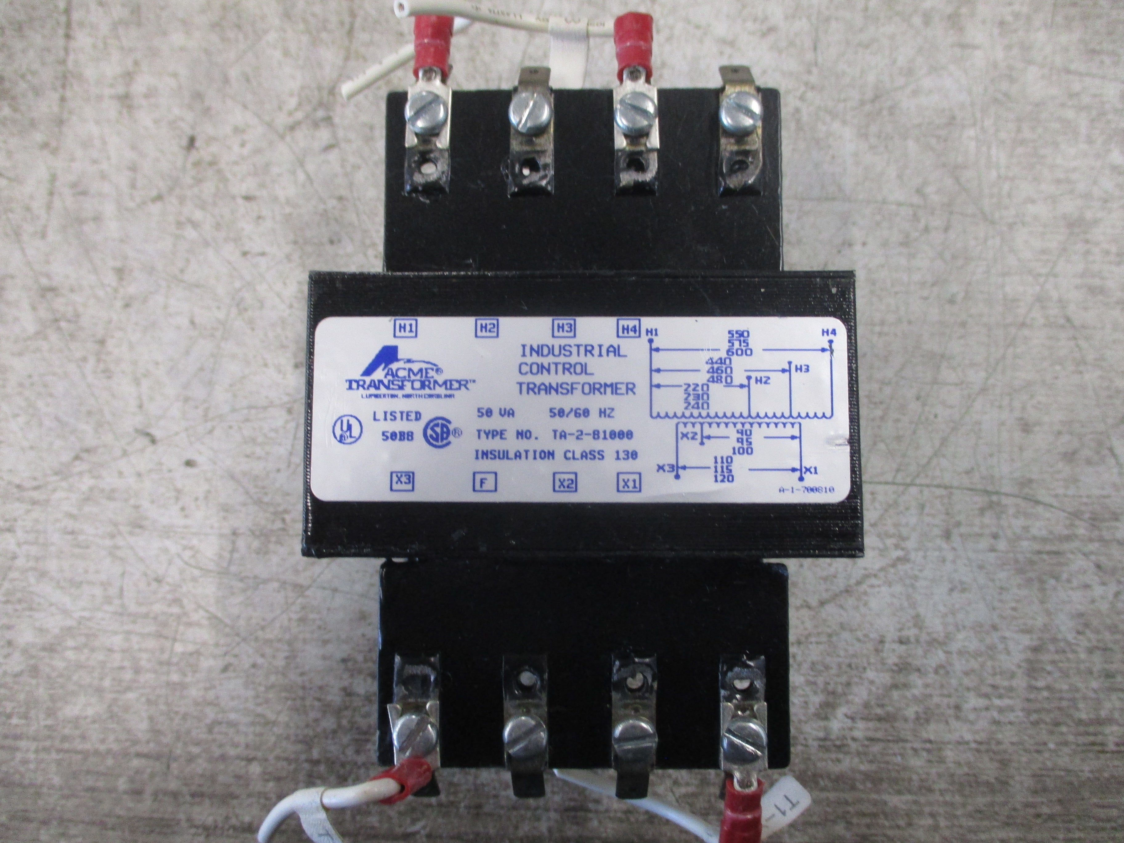 Acme Transformer Control Transformer TA-2-81000 50VA Pri: 240/480/600V Sec: 120V