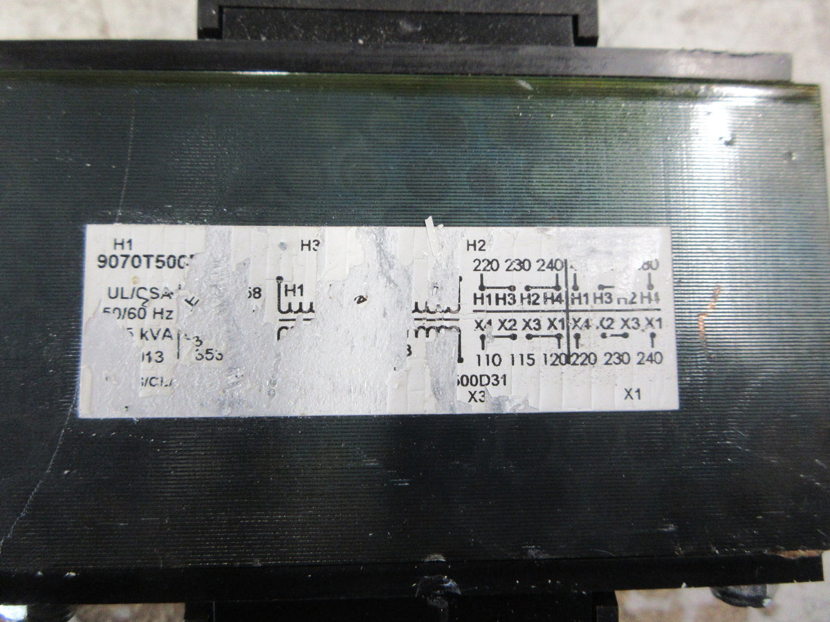 Square D Transformer 9070T500D31 0.500KVA Pri: 240/480V Sec: 120/240V Used