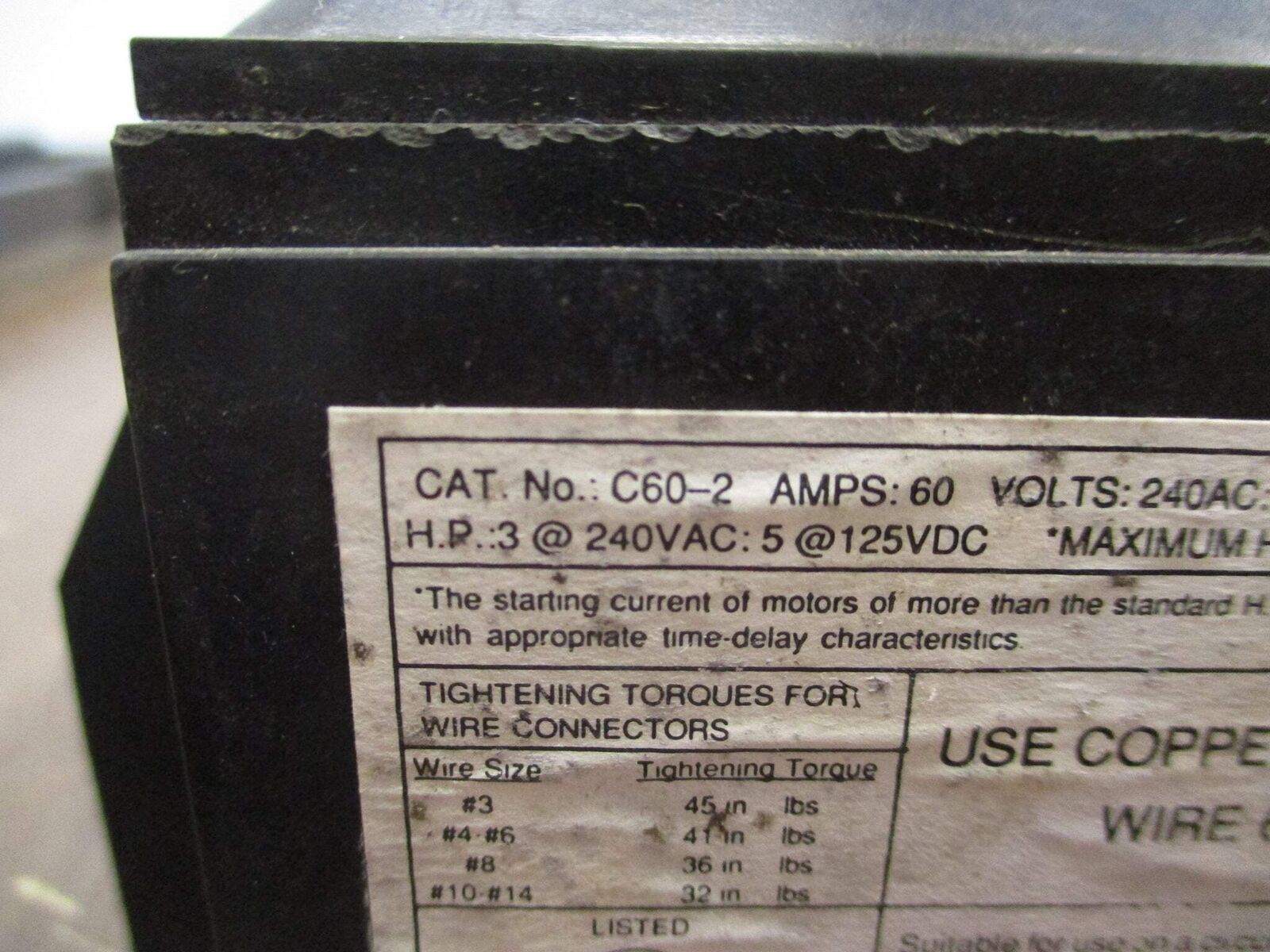 Challenger Pullout Switch C60-2 60A 240V 2P Used