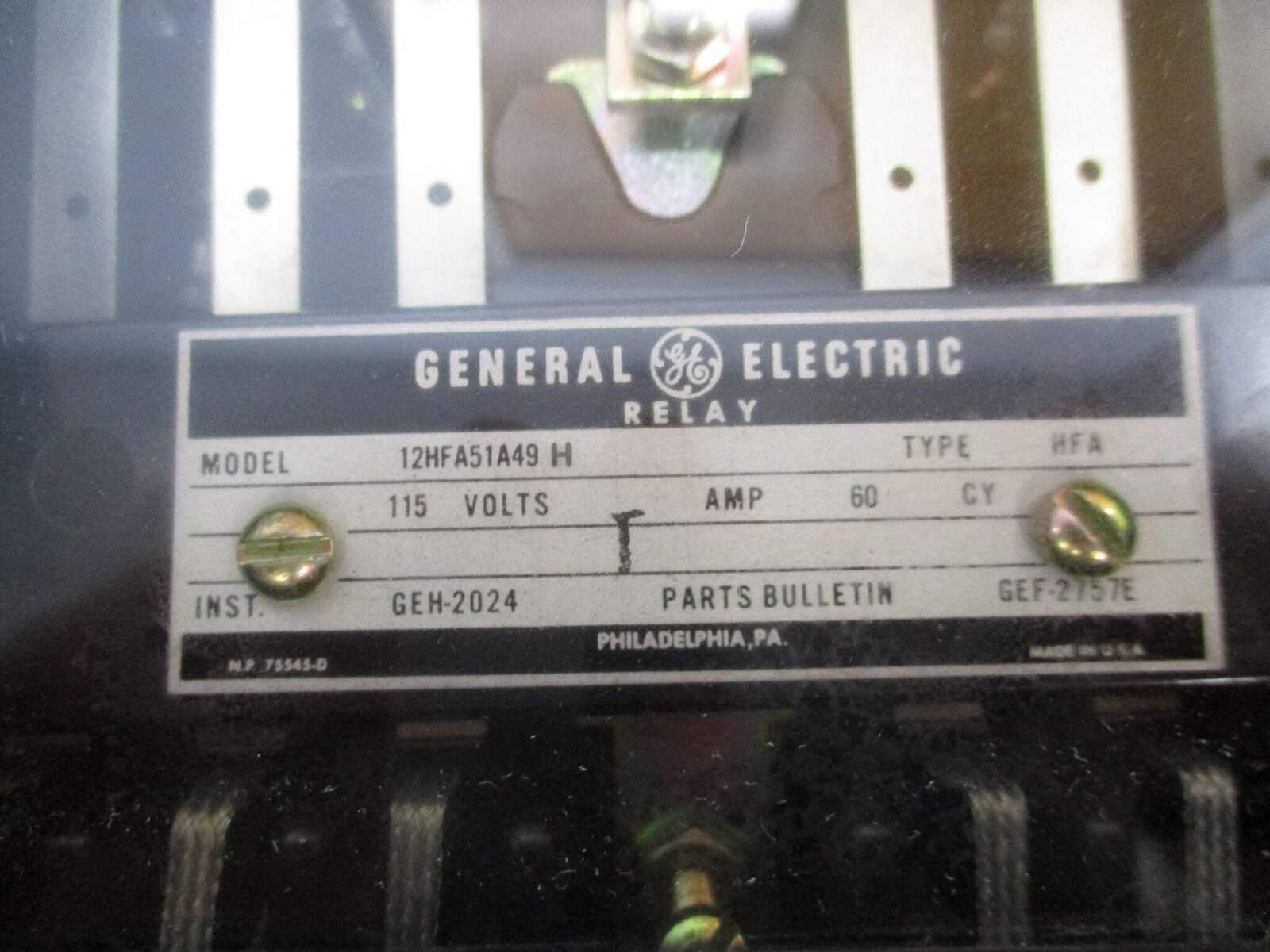 GE Relay 12HFA51A49 H 115V 60Hz Used