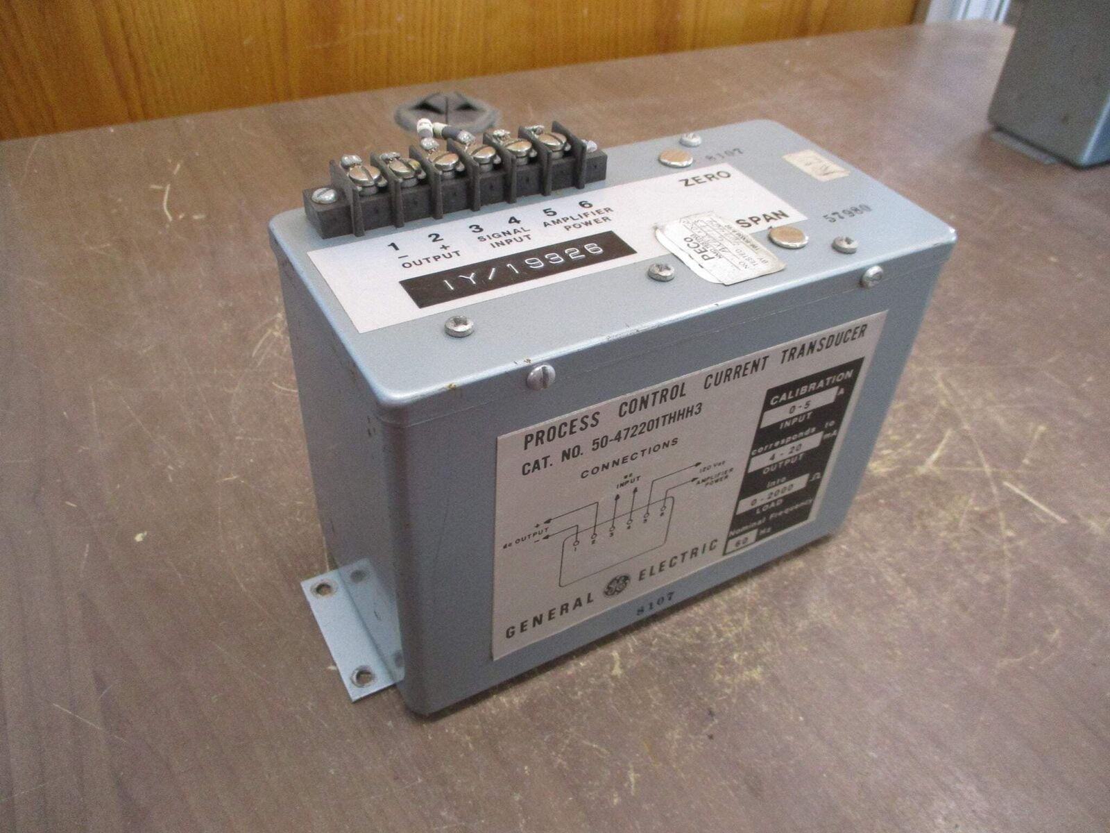 GE Process Control Current Transducer 50-472201THHH3 Input: 0-5A 60Hz Used