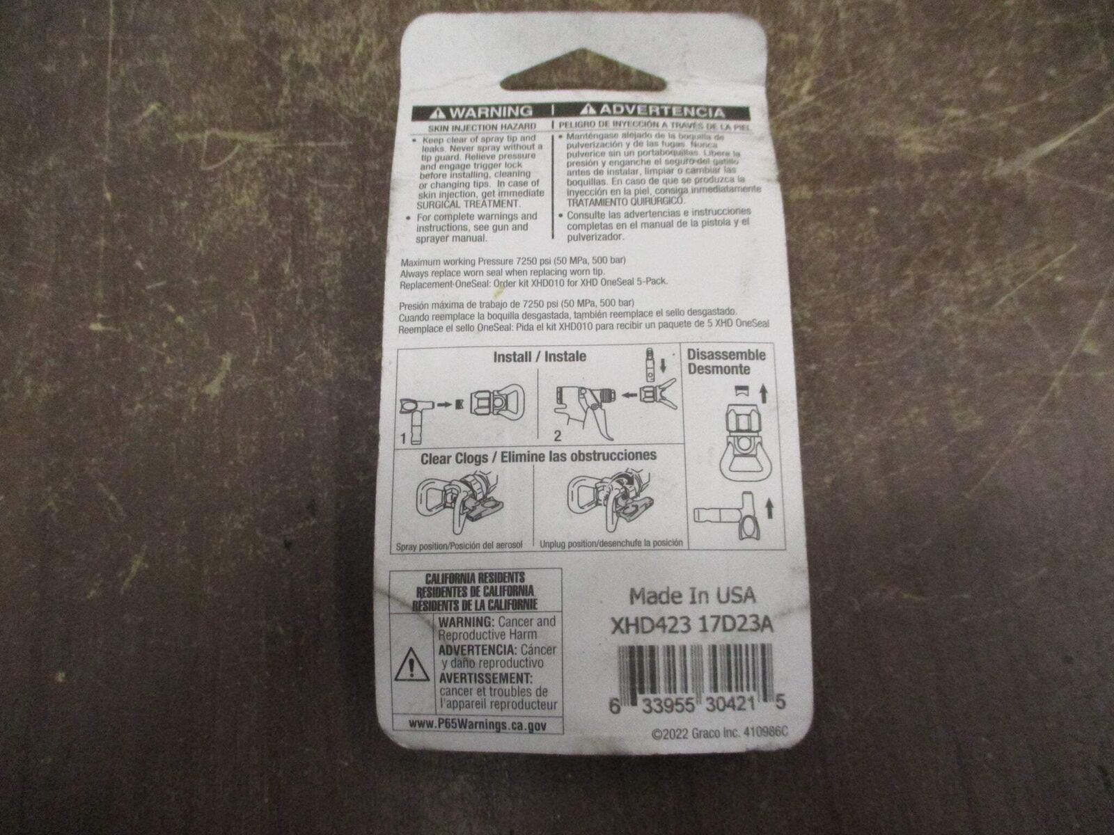 Graco XHD RAC SwitchTip Spray Tip XHD423 7250PSI New Surplus