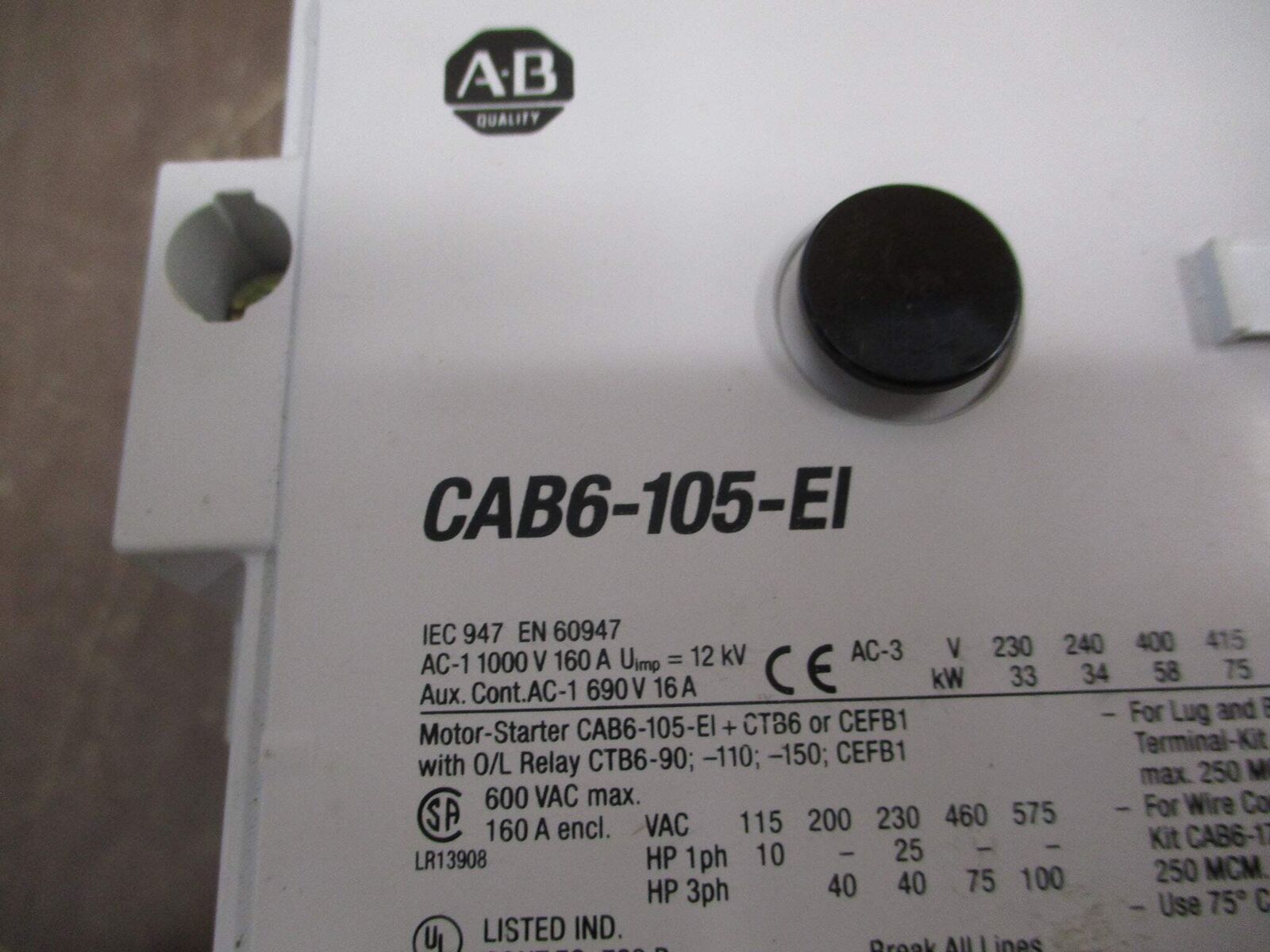 Allen-Bradley Contactor CAB6-105-EI 110-130V Coil 160A 600V Used