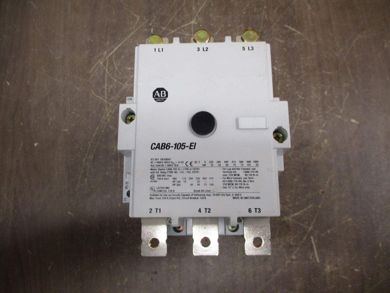 Allen-Bradley Contactor CAB6-105-EI 110-130V Coil 160A 600V Used