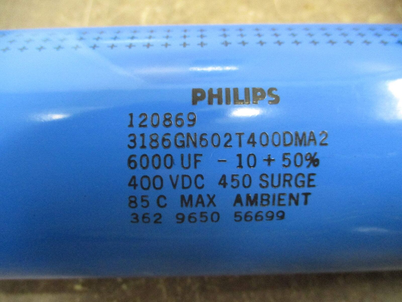 Philips Capacitor 3186GN602T400DMA2 400VDC 6000uF Used