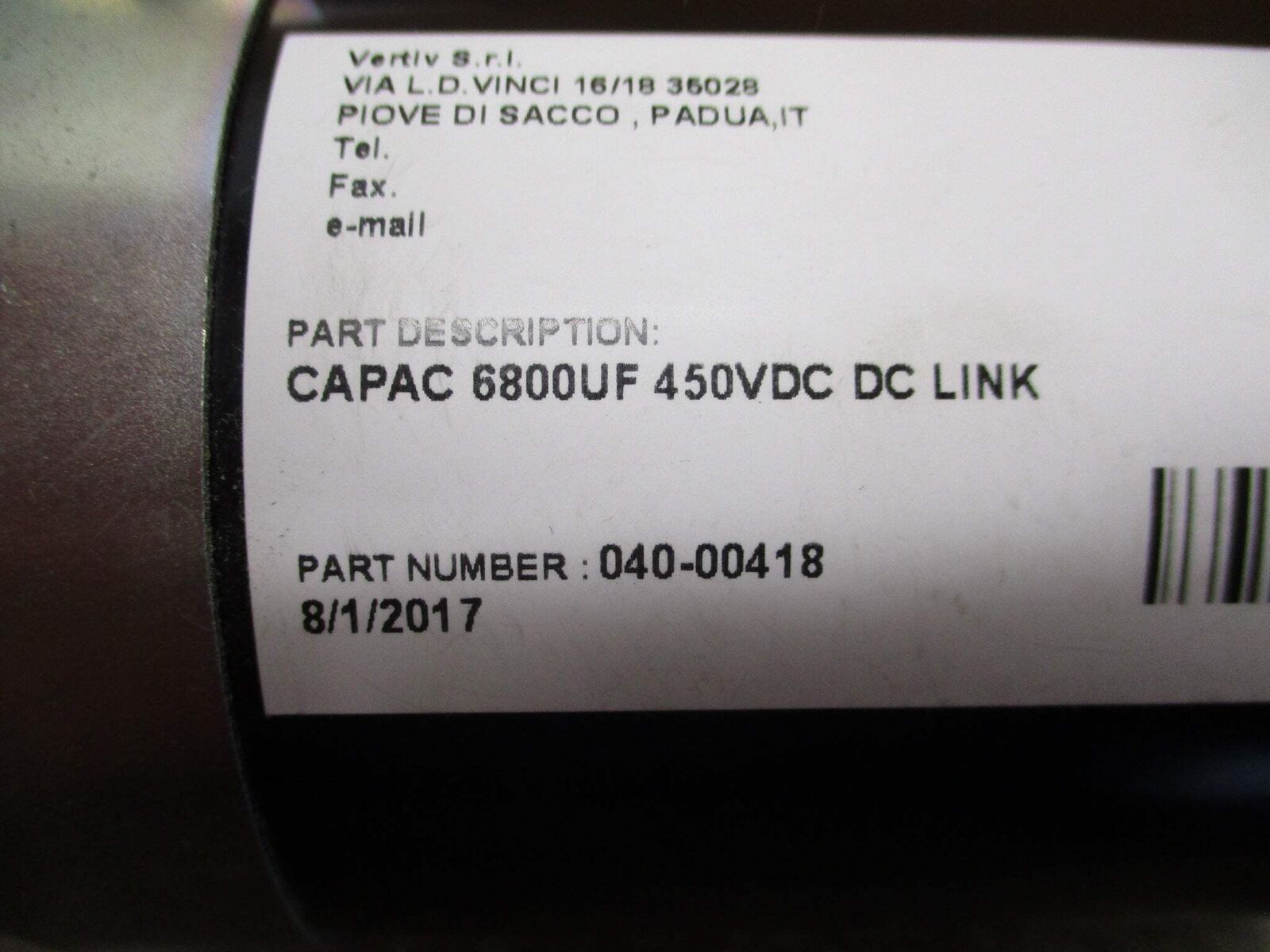 Vertiv Capacitor 040-00418 6800uF 450VDC Used