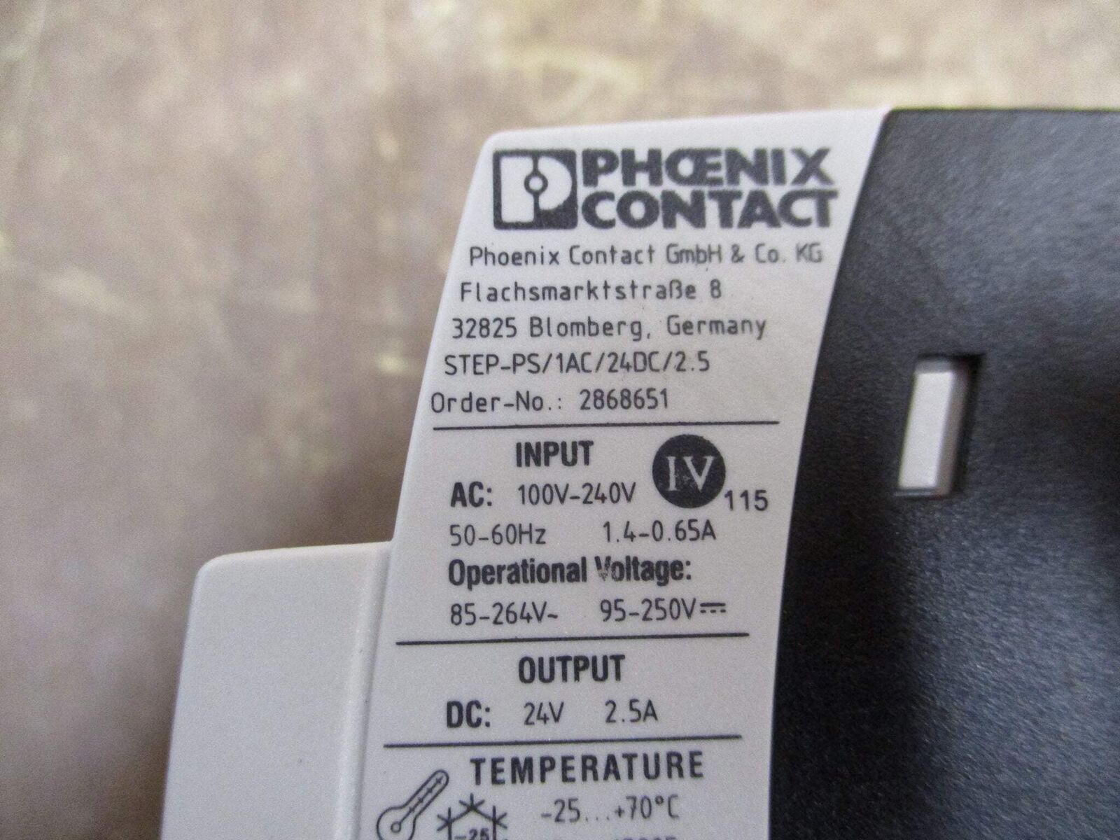 Phoenix Contact Step Power Supply 2868651 STEP-PS/1AC/24DC/2.5 Input: 100-240VAC