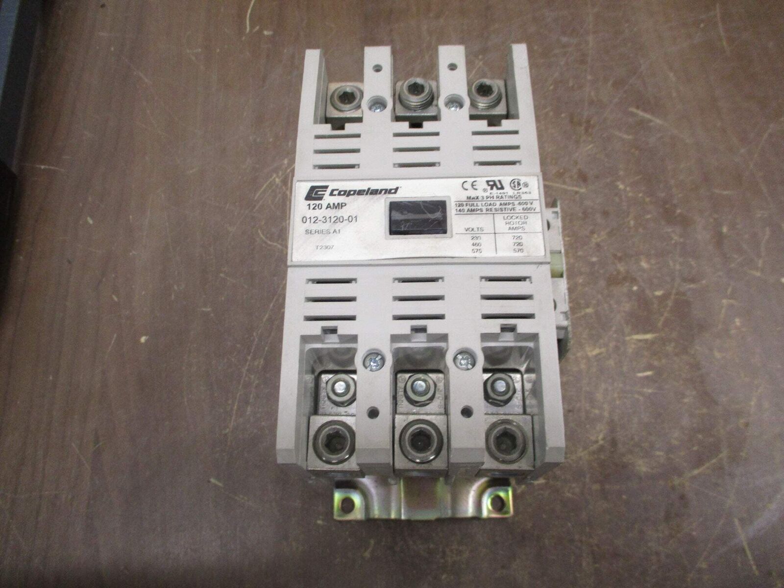 Copeland Contactor 012-3120-01 Ser. A1 120V Coil 600V 120A w/ Aux Contact Used