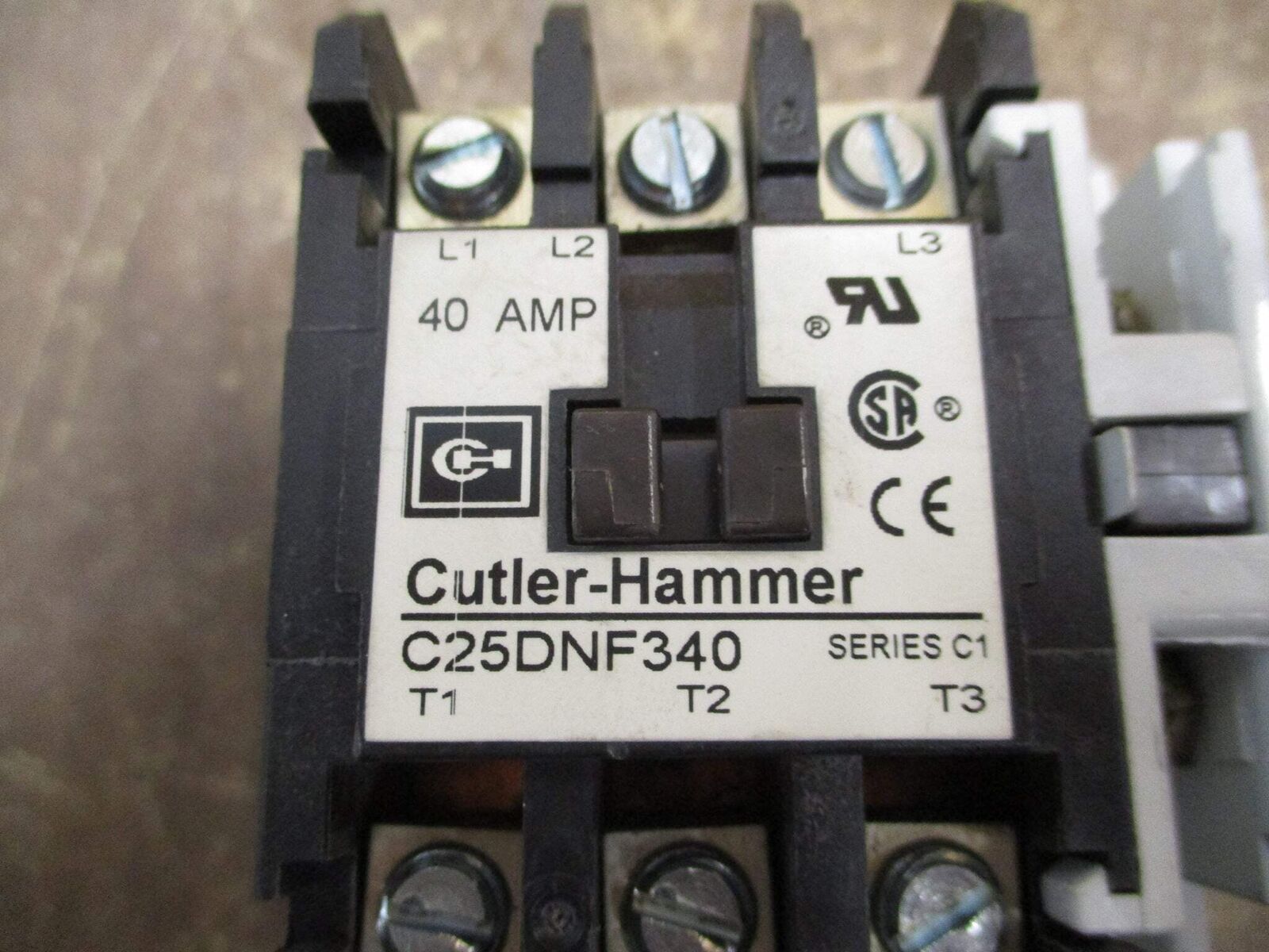 Cutler-Hammer Contactor C25DNF340 Ser. C1 120V Coil 40A w/ Aux Contact Used