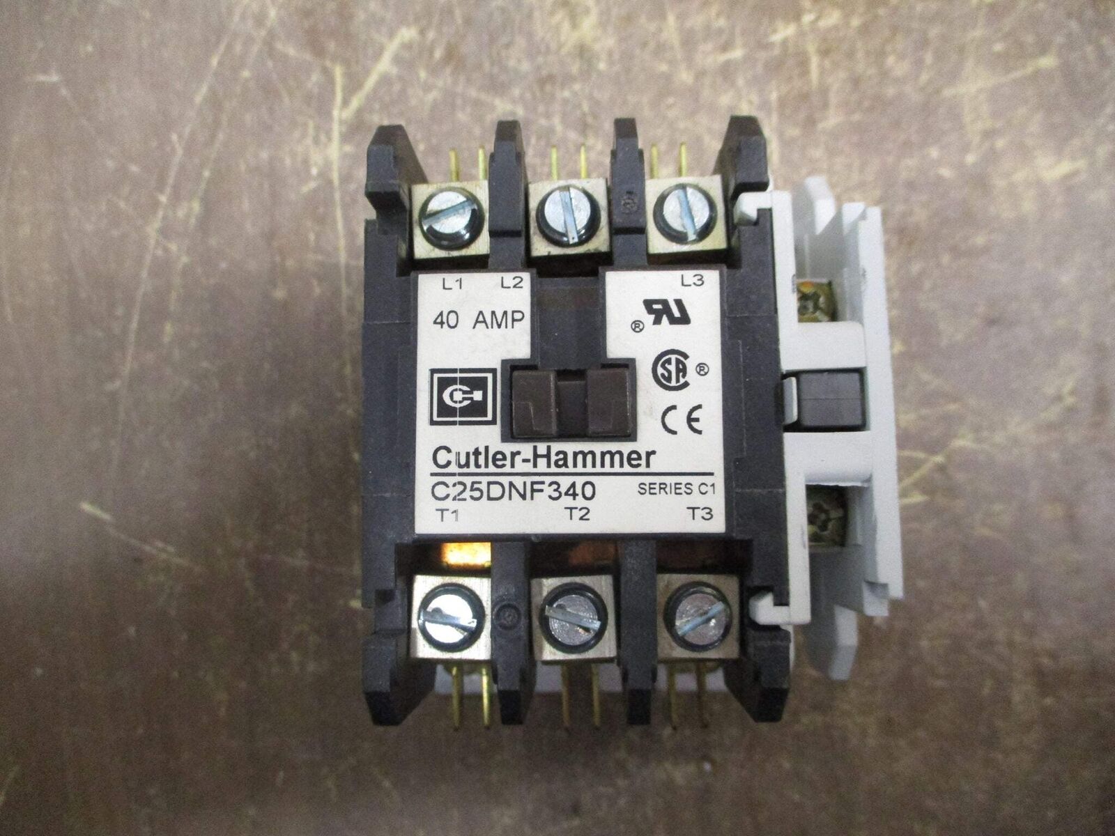 Cutler-Hammer Contactor C25DNF340 Ser. C1 120V Coil 40A w/ Aux Contact Used