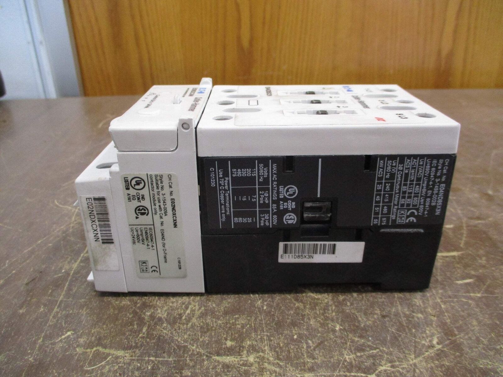 Eaton Contactor E04ND85X3N 24VDC Coil 85A 600V Used