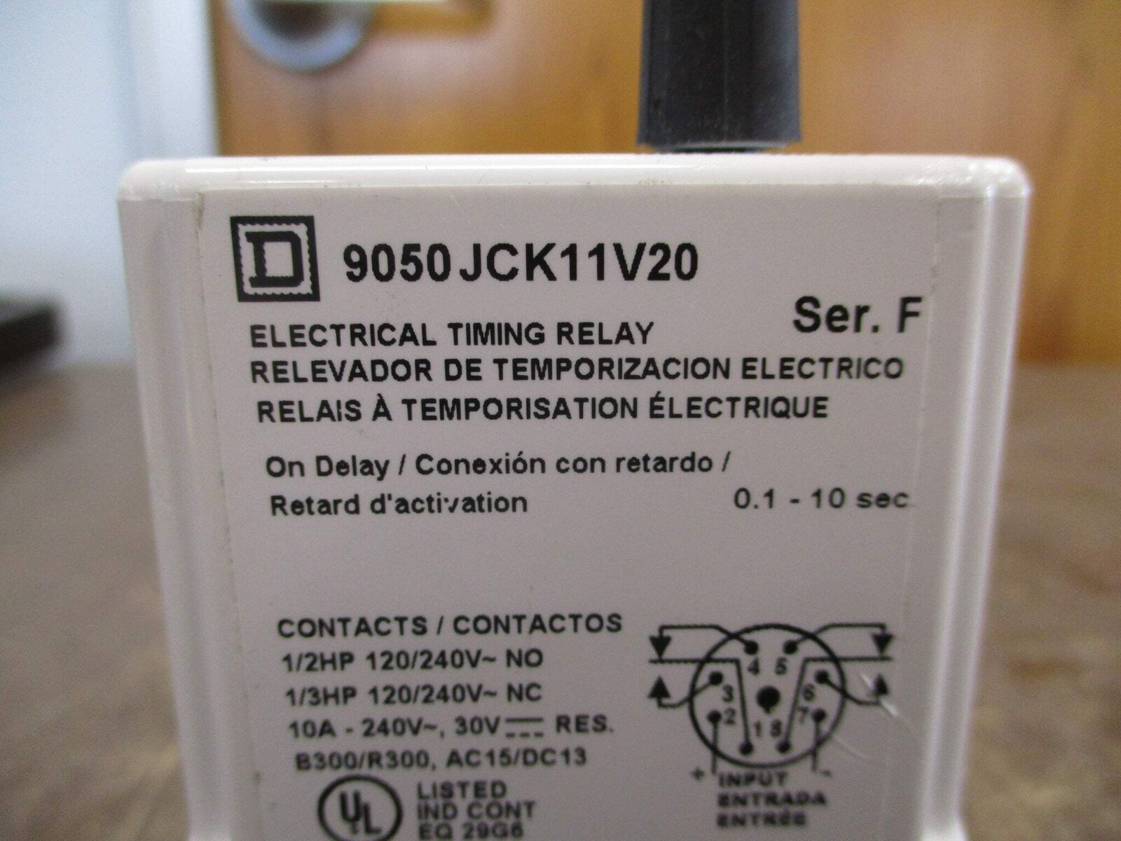 Square D Timing Relay 9050 JCK11V20 Ser. F Range: 0.1-10 Sec w/ Base Used
