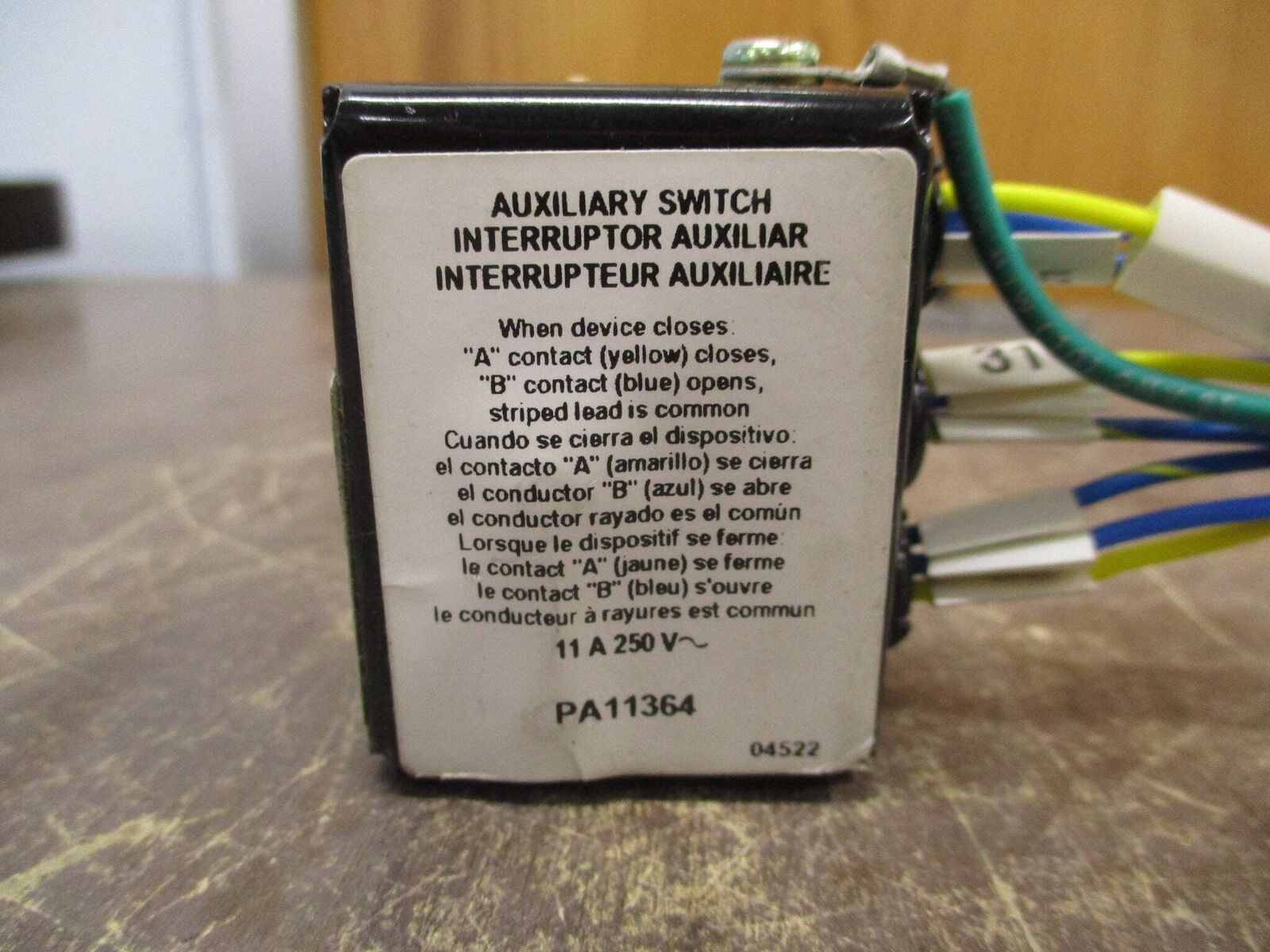 Square D Auxiliary Switch PA11364 11A 250V Used