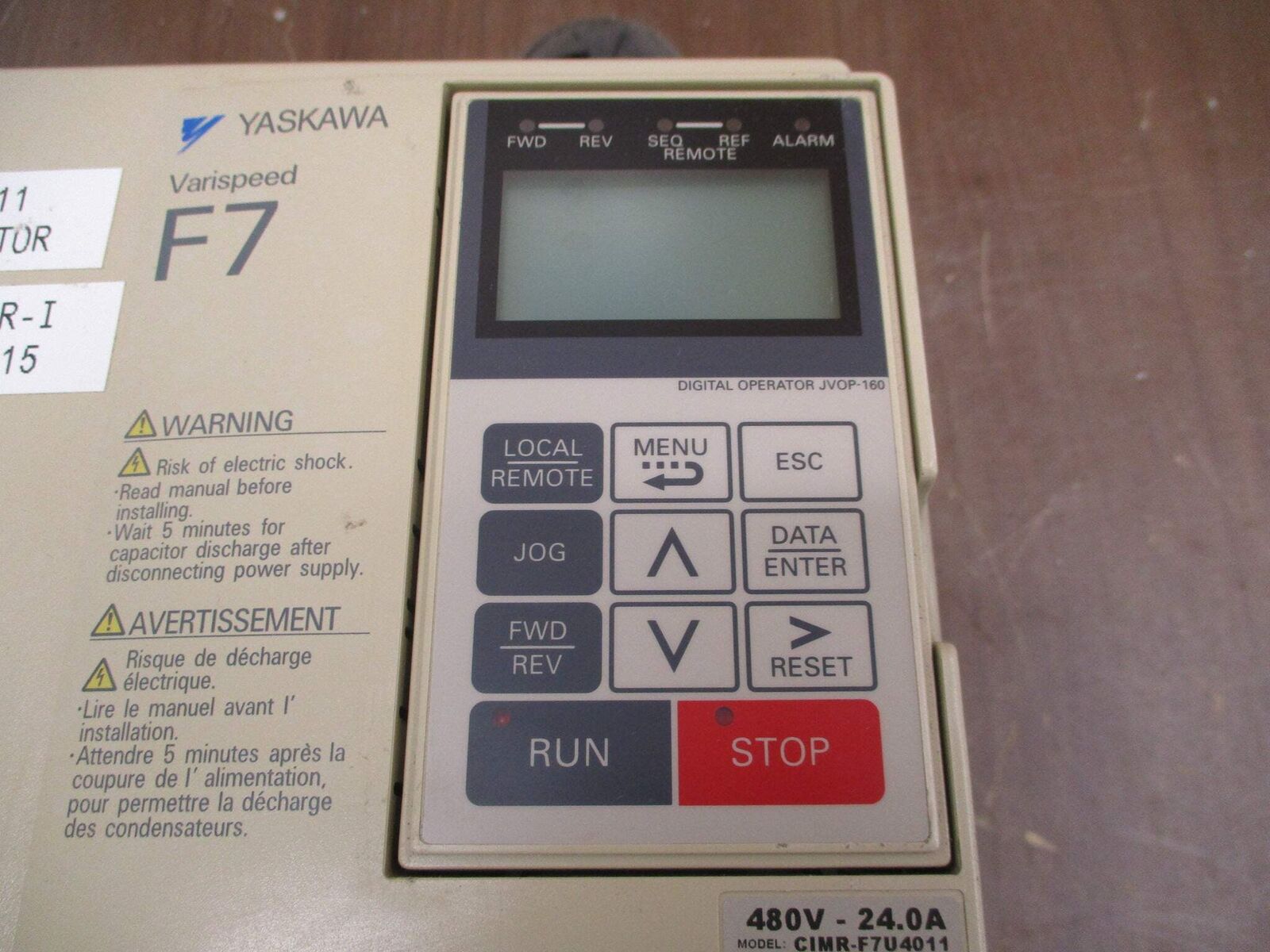Yaskawa Varispeed F7 AC Drive CIMR-F7U4011 15HP 3Ph w/ Keypad Used