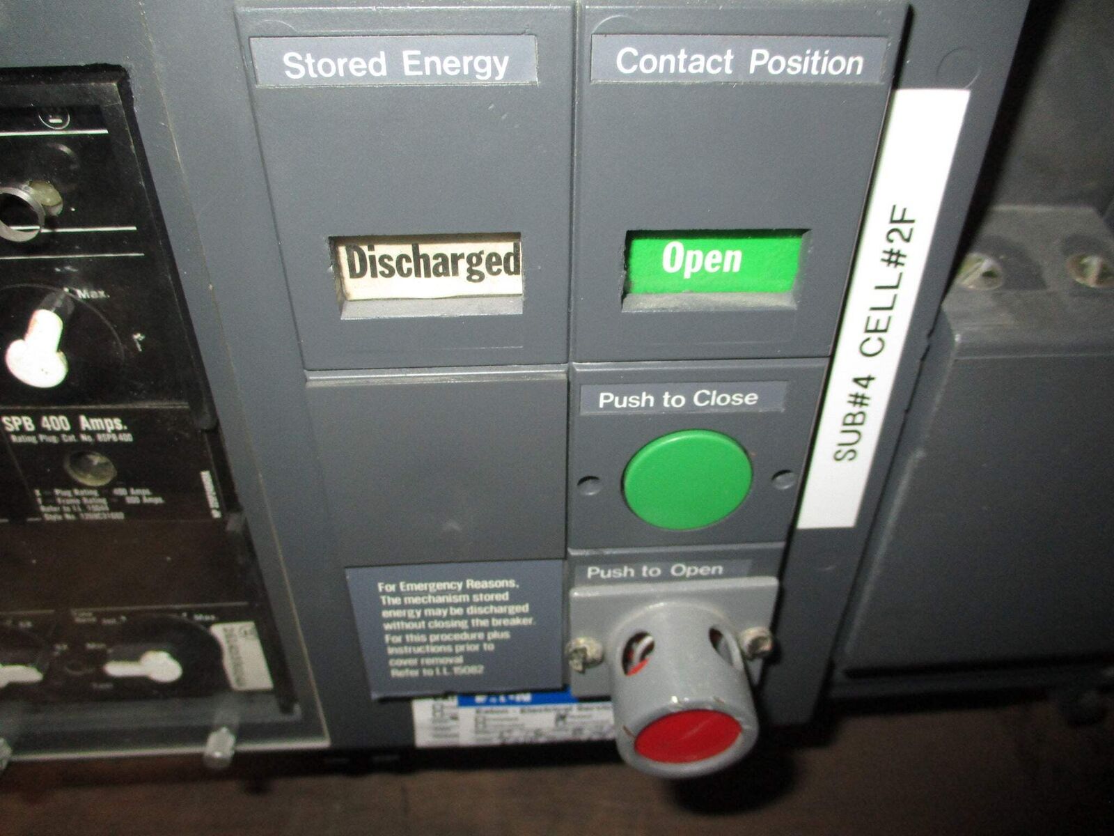 Westinghouse Circuit Breaker SPB 100 800A Frame 400A Plug 50/60Hz 3P Used