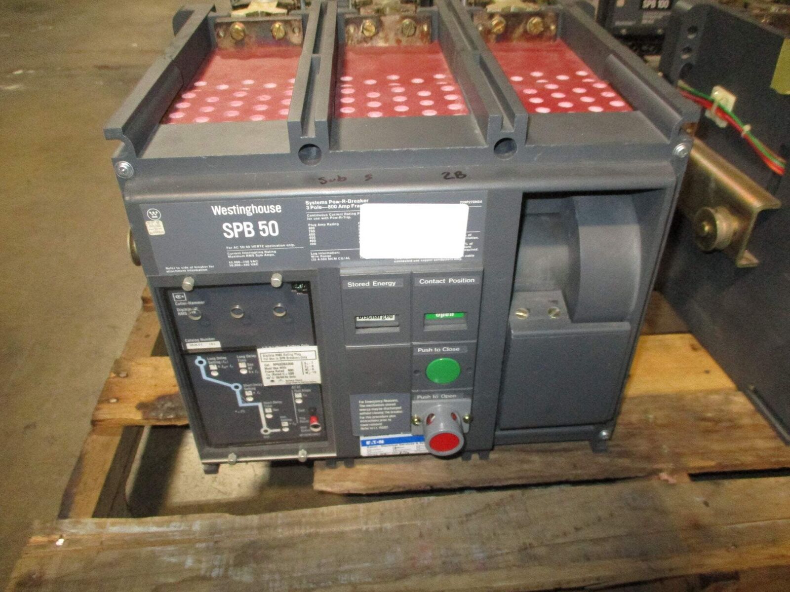 Westinghouse Circuit Breaker SPB 50 800A Frame 600A Plug 3P 50/60Hz Used