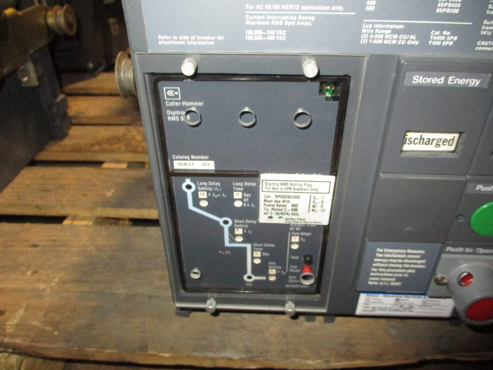 Westinghouse Circuit Breaker SPB 100 800A Frame 600A Plug 50/60Hz 3P Used
