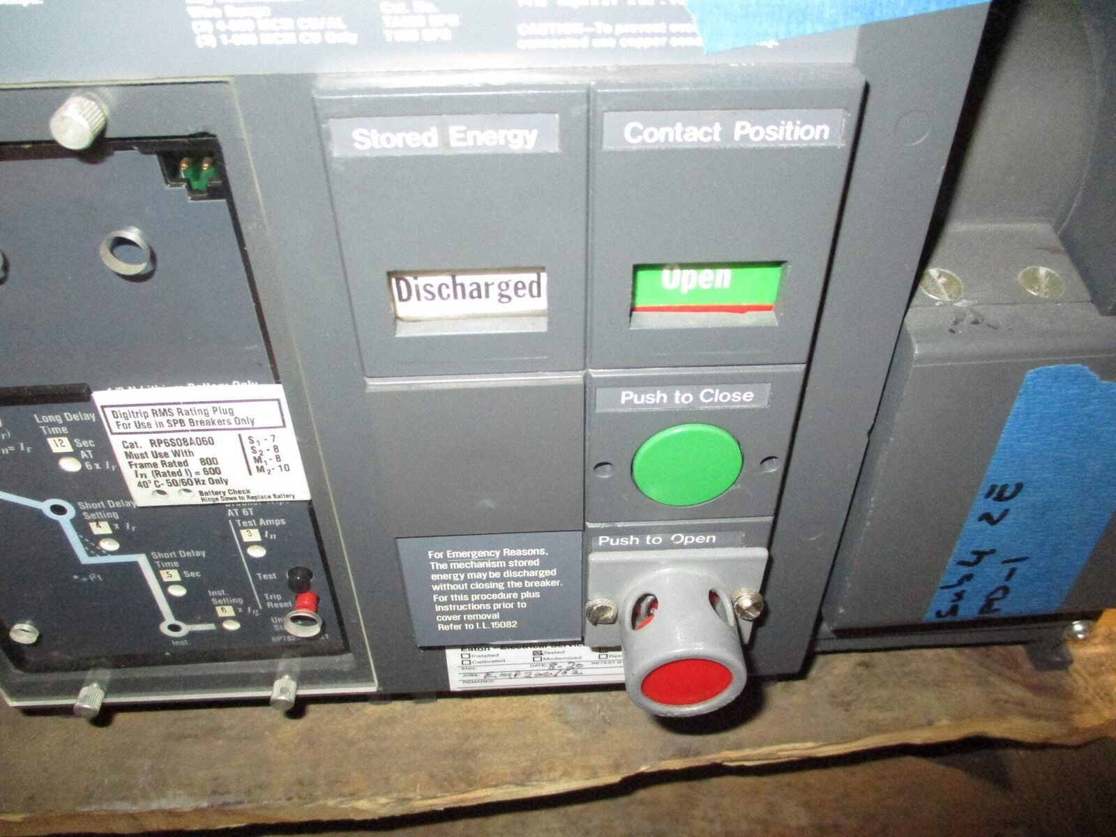 Westinghouse Circuit Breaker SPB 100 800A Frame 600A Plug 50/60Hz 3P Used