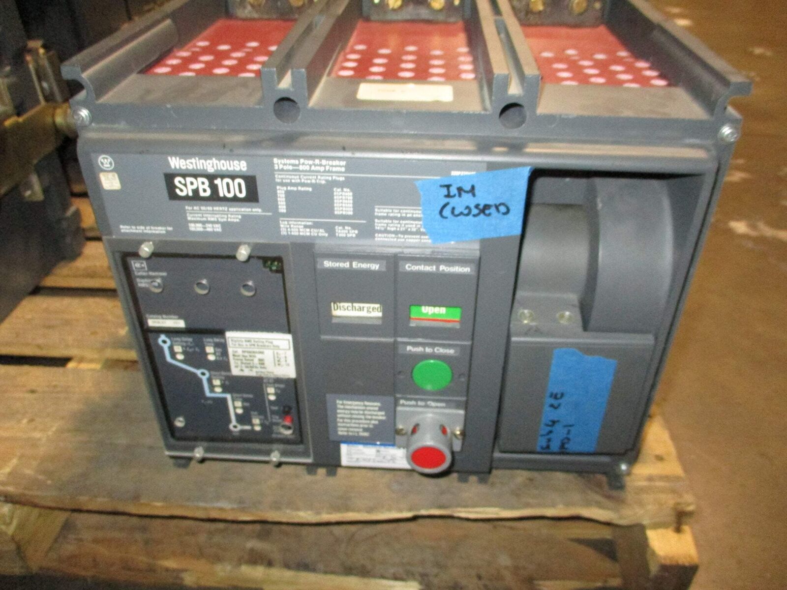 Westinghouse Circuit Breaker SPB 100 800A Frame 600A Plug 50/60Hz 3P Used