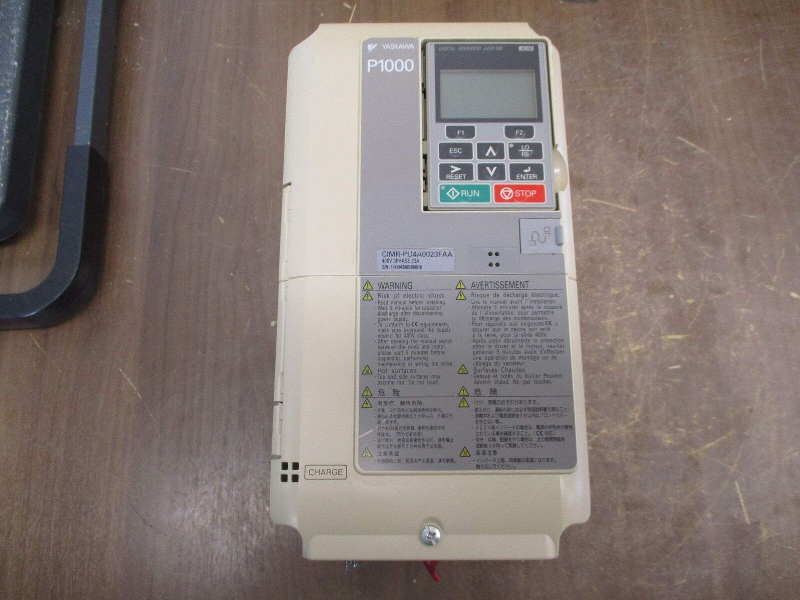 Yaskawa P1000 AC Drive CIMR-PU4A0023FAA 15HP 3Ph w/ Keypad Used