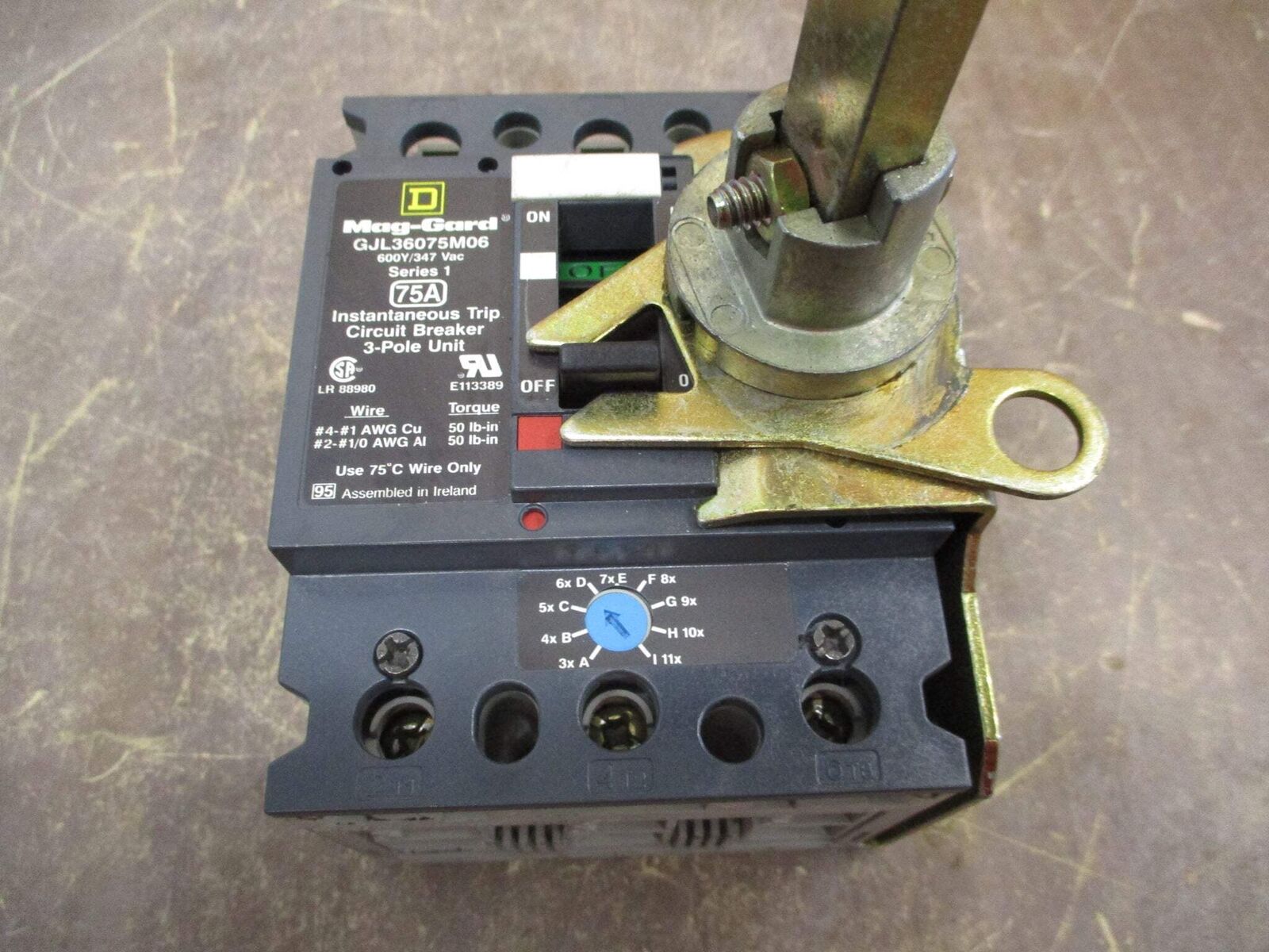 Square D Mag-Gard Breaker Disconnect GJL36075M06 75A 600Y/347V 3P Used