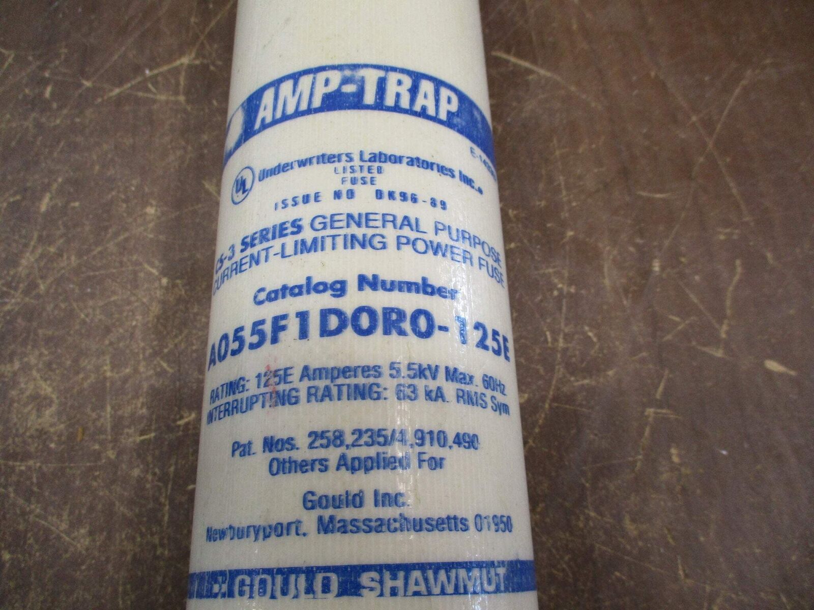 Gould Shawmut Amp-Trap CS-3 Fuse A055F1D0R0-125E 5.5kV 125E Used