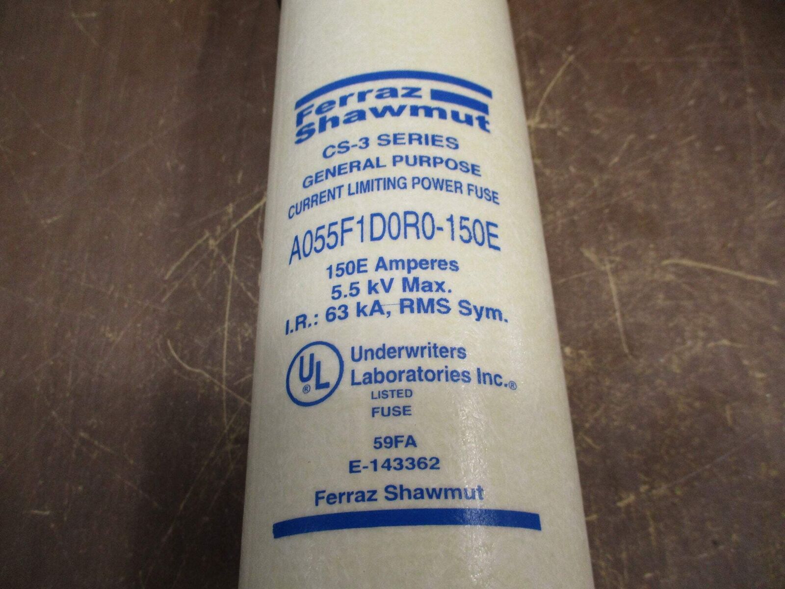 Ferraz Shawmut CS-3 Amp-Trap Fuse A055F1D0R0-150E 5.5kV 150E New Surplus