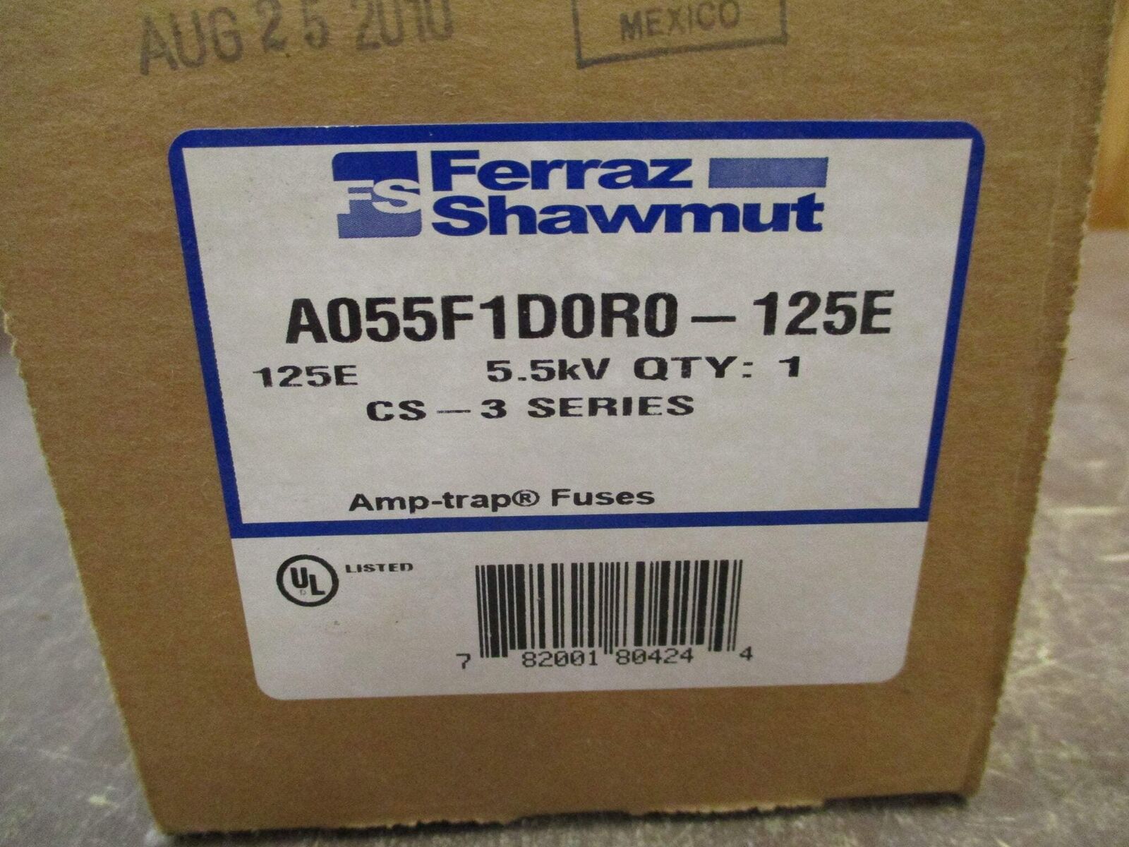 Ferraz Shawmut CS-3 Amp-Trap Fuse A055F1D0R0-125E 5.5kV 125E New Surplus