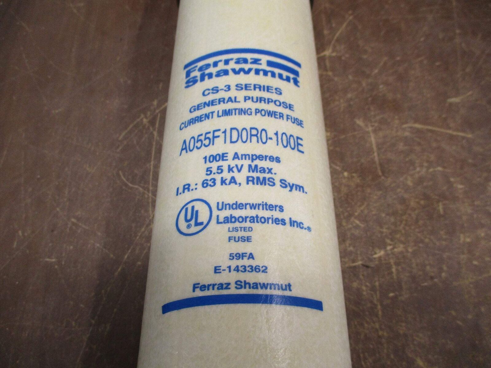 Ferraz Shawmut CS-3 Amp-Trap Fuse A055F1D0R0-100E 5.5kV 100E New Surplus