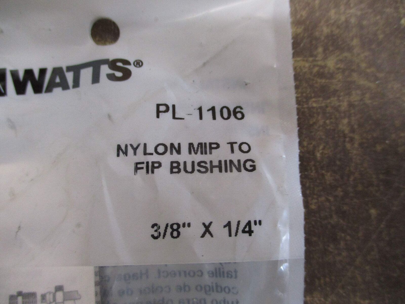 Watts Nylon MIP to FIP Bushing PL-1106 3/8" to 1/4" New Surplus