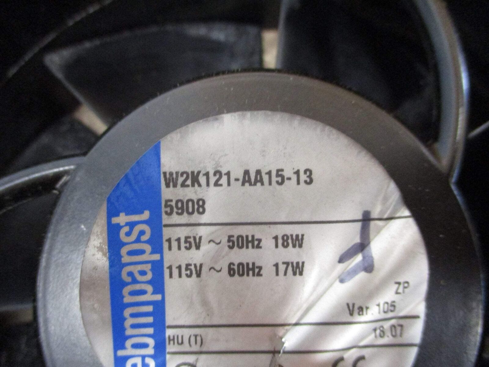 ebmpapst Axial Fan W2K121-AA15-13 115V 50/60Hz 18/17W Used