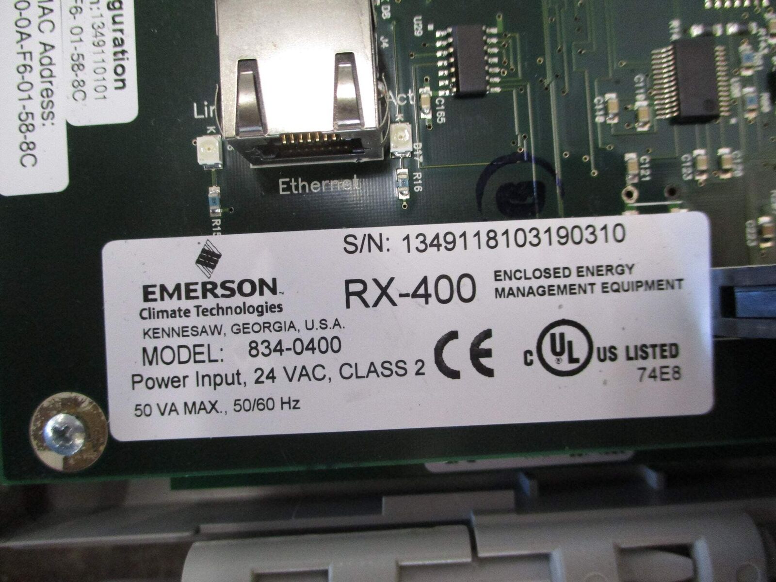 Emerson RX-400 Refrigeration Controller 834-0400 Ver. 2.72F01 w/ Display 24VAC