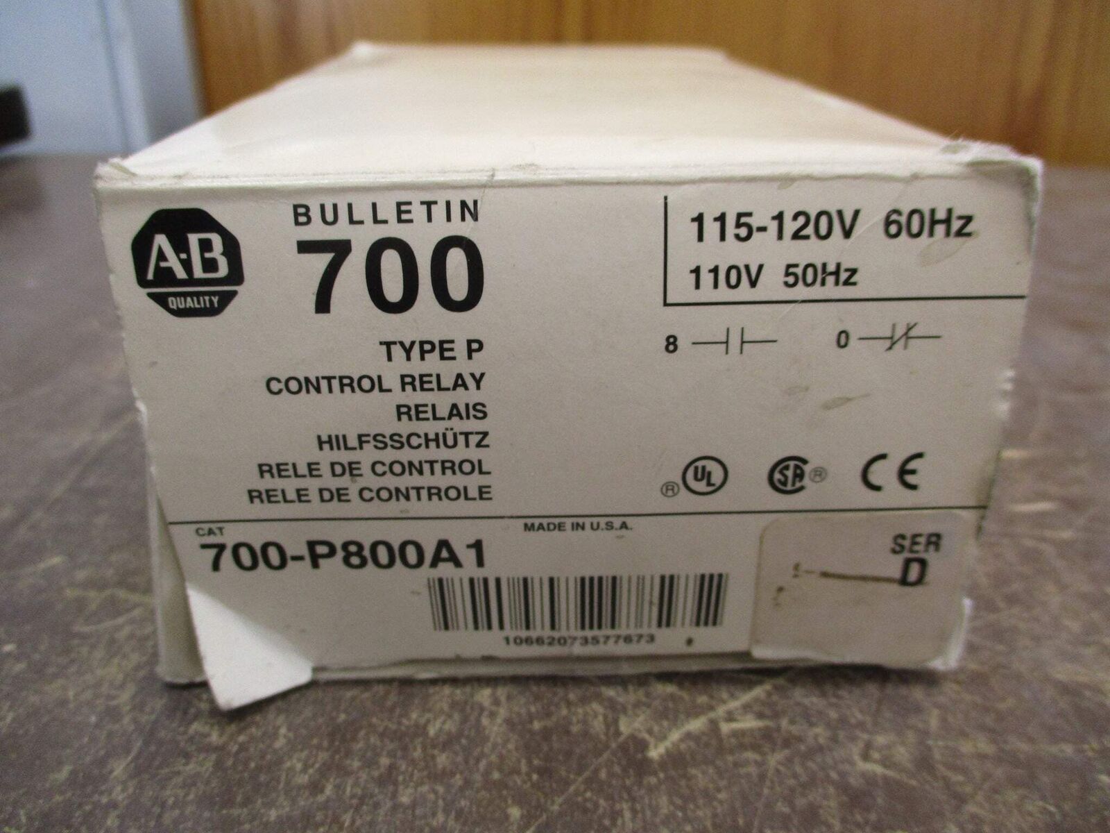 Allen-Bradley Type P Control Relay 700-P800A1 Ser. D 115-120V Coil New Surplus