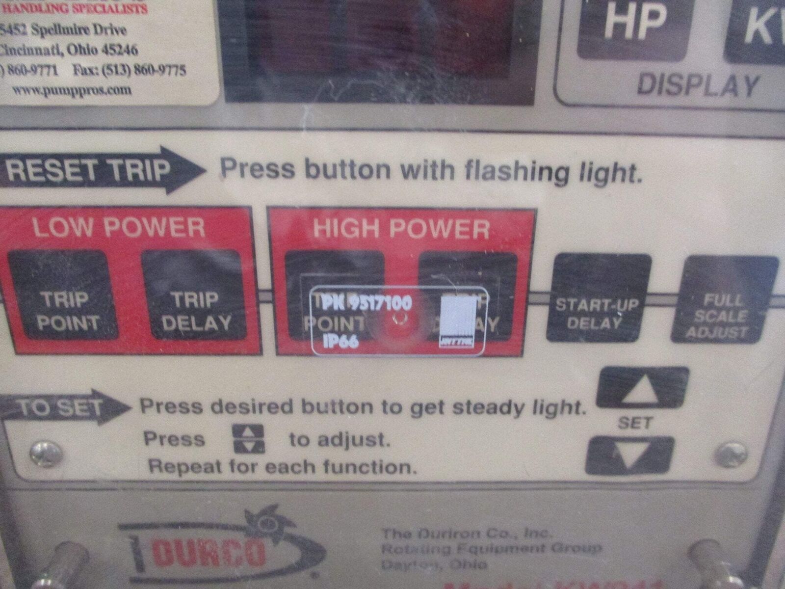 Flowserve Pump Power Monitor AY56930B 110-120V 60Hz Used