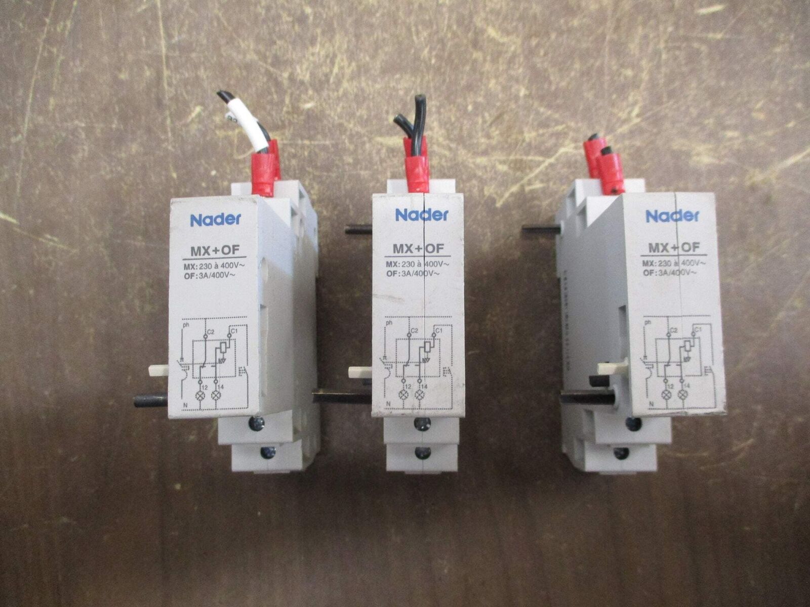Nader Shunt Trip MX+OF MX: 230/400V OF: 3A/400V *Lot of 3* Used