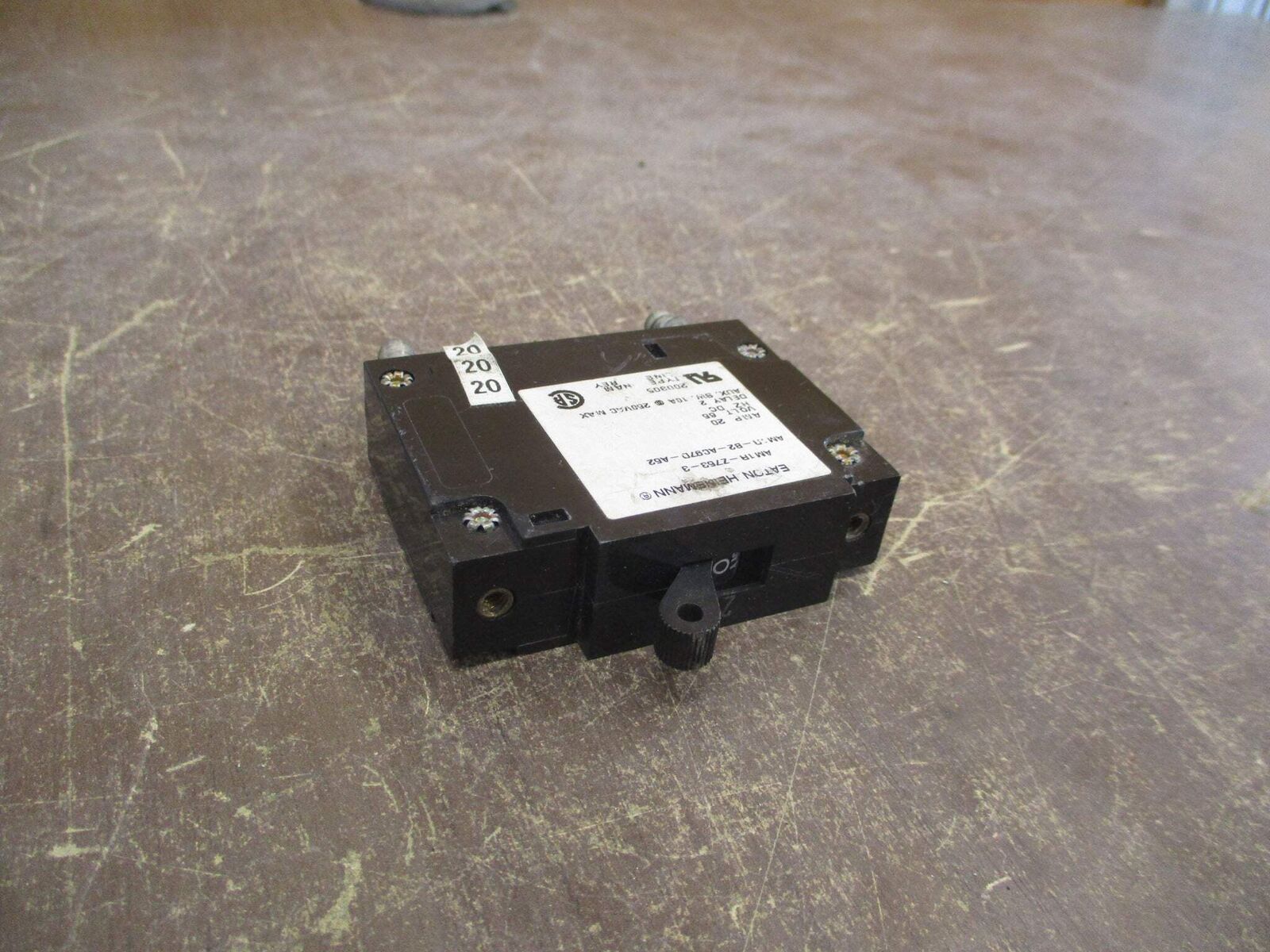 Eaton Heinemann DC Circuit Breaker AM1R-Z753-3 AM1R-B2-AC97D-A52 20A 65VDC Used