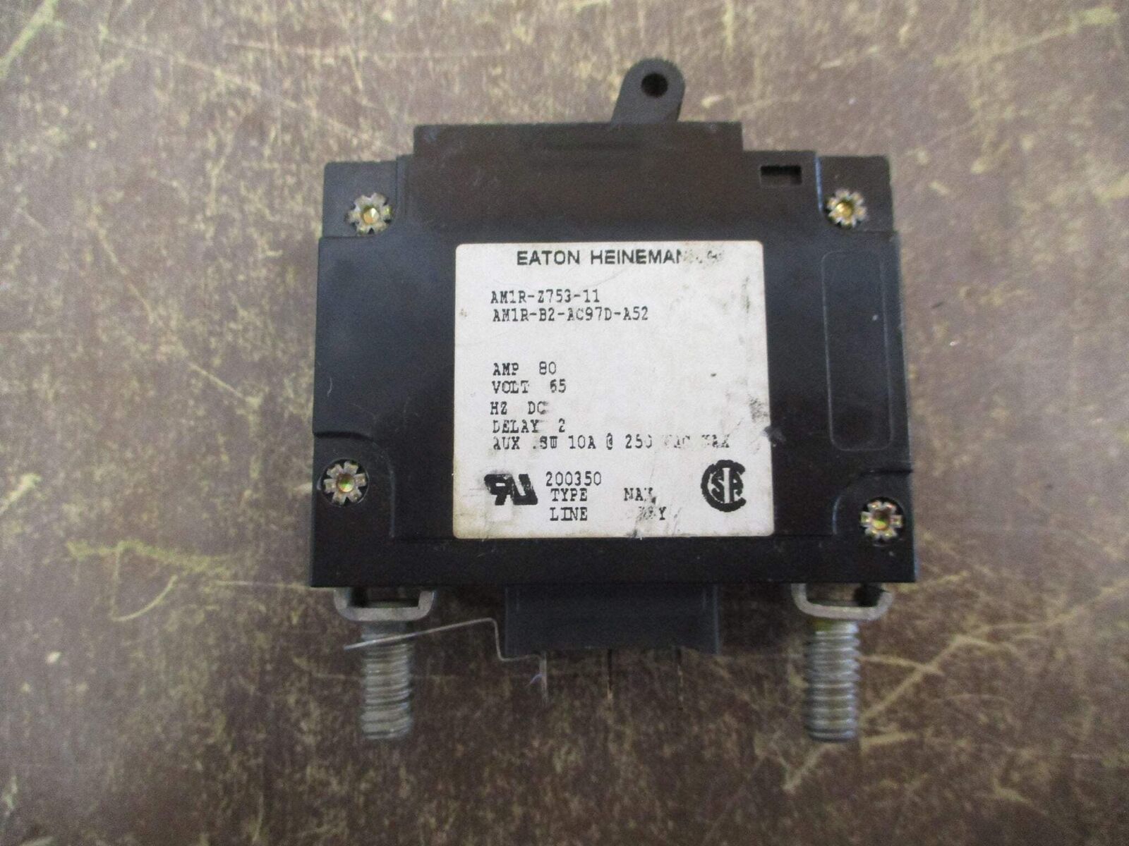 Eaton Heinemann DC Circuit Breaker AM1R-Z753-11 AM1R-B2-AC97D-A52 80A 65VDC 1P
