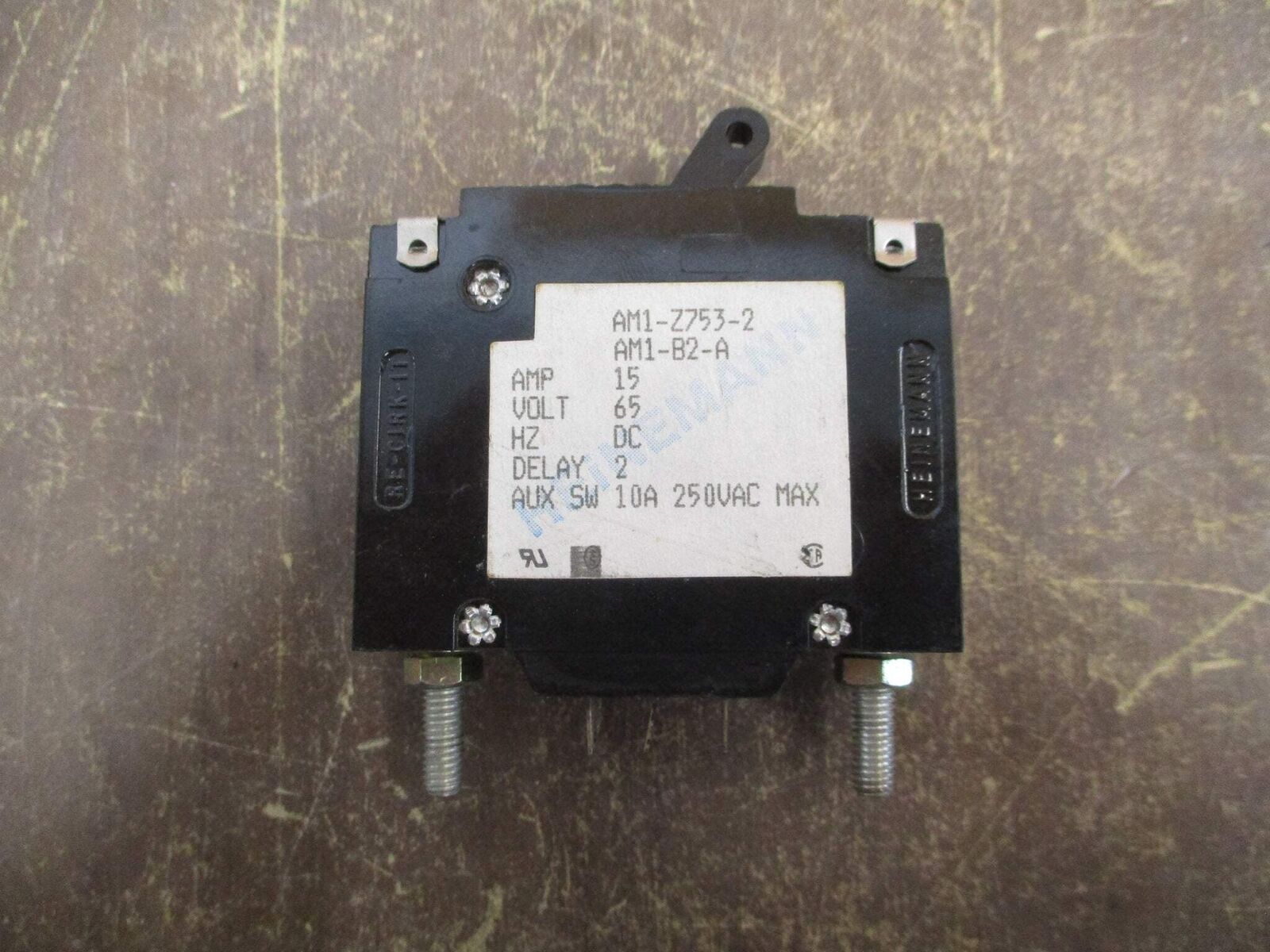 Heinemann DC Circuit Breaker AM1-Z753-2 AM1-B2-A 15A 65VDC 1P Used